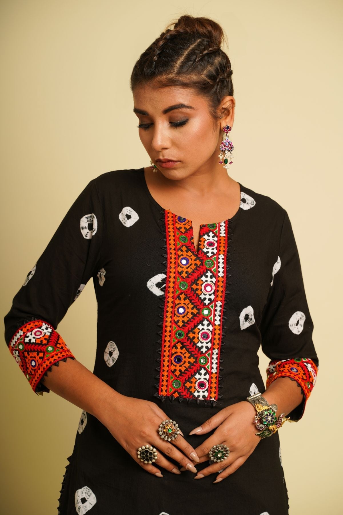 Black Embroidered Cotton Co-ord Set by Keva with 100% cotton, Black, Fusion Wear, Indian Wear, Kurta Pant Sets, Natural, New, Ombre & Dyes, Regular Fit, Saba, Womenswear at Kamakhyaa for sustainable fashion