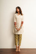 White Embroidered Cotton Shirt by Keva with 100% cotton, Best Selling, Fusion Wear, Natural, New, Off-white, Prints, Regular Fit, Saba, Shirts, Tops, White, Womenswear at Kamakhyaa for sustainable fashion