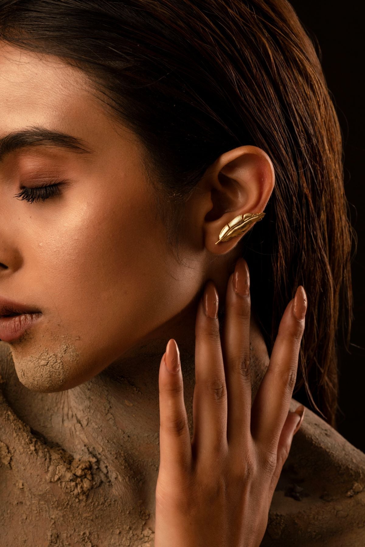 The Golden Leaf Earring by Amalgam By Aishwarya with Brass dipped in gold, Earrings, Eating to Existance, Fashion Jewellery, Free Size, Gold, Into the Wild, jewelry, Natural, Solids, Stud Earrings at Kamakhyaa for sustainable fashion
