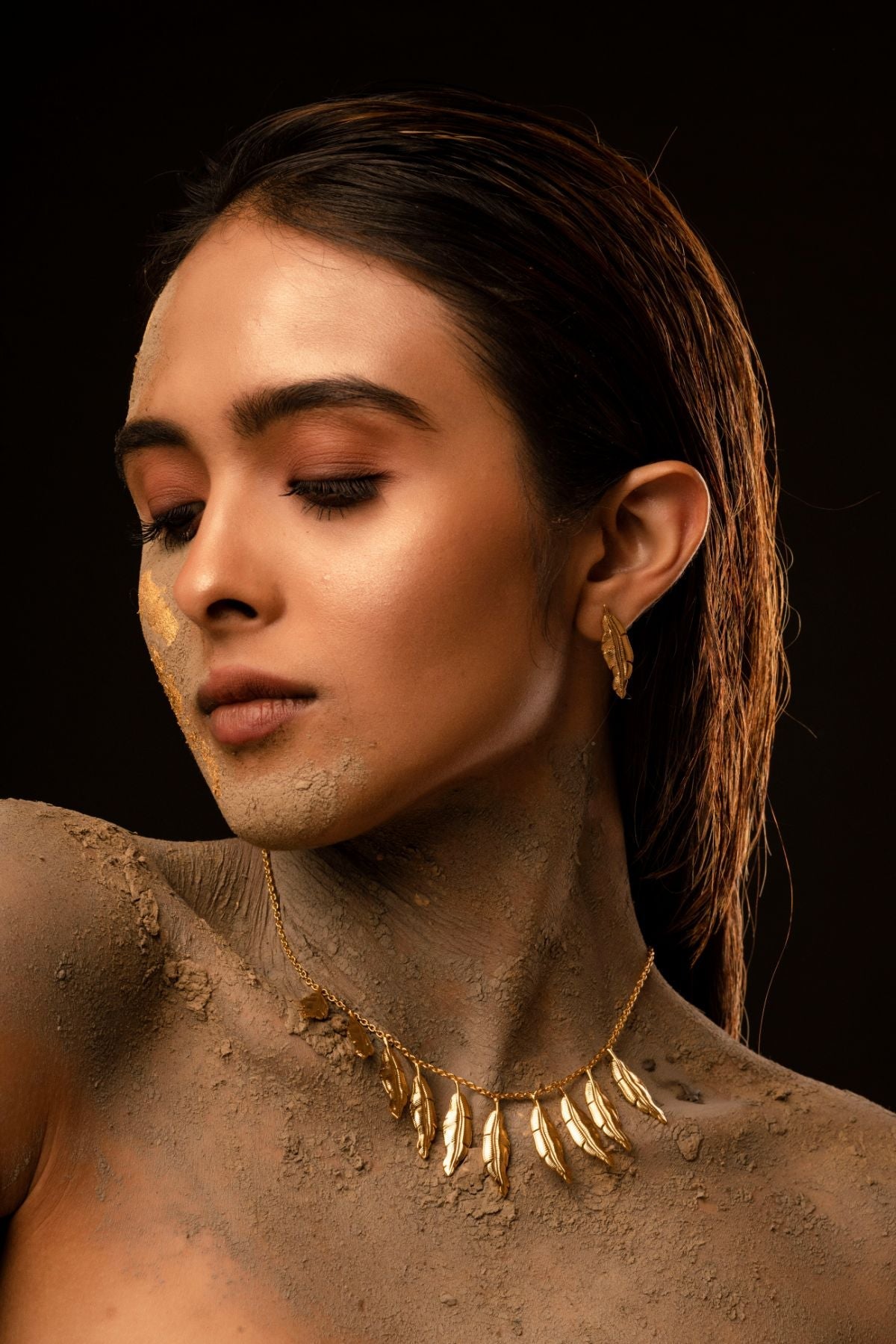 The Golden Leaf Necklace by Amalgam By Aishwarya with Brass dipped in gold, Eating to Existance, Fashion Jewellery, Free Size, Gold, Into the Wild, jewelry, Natural, Necklaces, Solids at Kamakhyaa for sustainable fashion