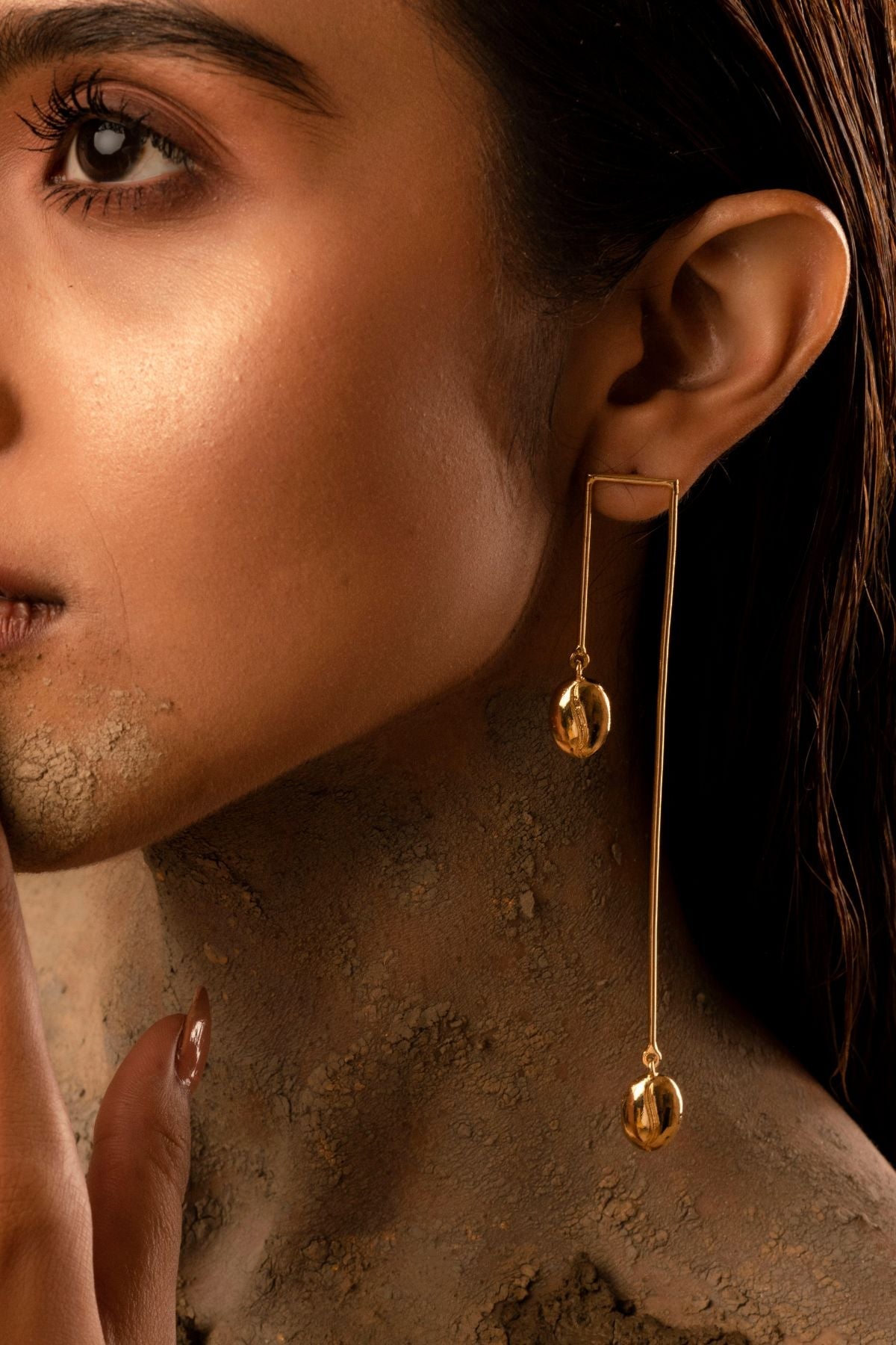 Hot Stuff Long Earring by Amalgam By Aishwarya with Brass dipped in gold, Earrings, Eating to Existance, Fashion Jewellery, Free Size, Gold, Into the Wild, jewelry, Long Earrings, Natural, Solids at Kamakhyaa for sustainable fashion