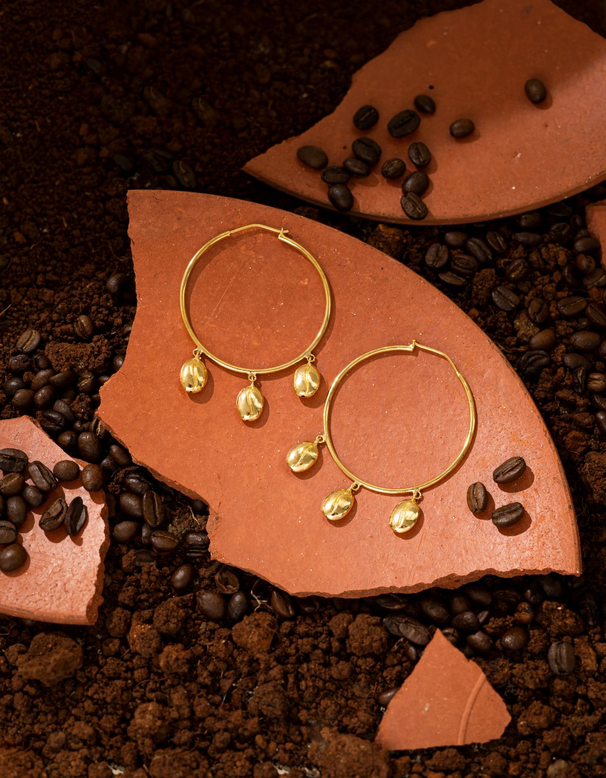 Tiramisu Hoops by Amalgam By Aishwarya with Brass dipped in gold, Eating to Existance, Fashion Jewellery, Free Size, Gold, Hoops, Into the Wild, jewelry, Natural, Solids at Kamakhyaa for sustainable fashion