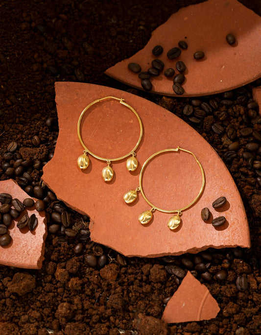 Tiramisu Hoops Brass dipped in gold, Eating to Existance, Fashion Jewellry, Free Size, Gold, Hoops, Natural, Solids Kamakhyaa