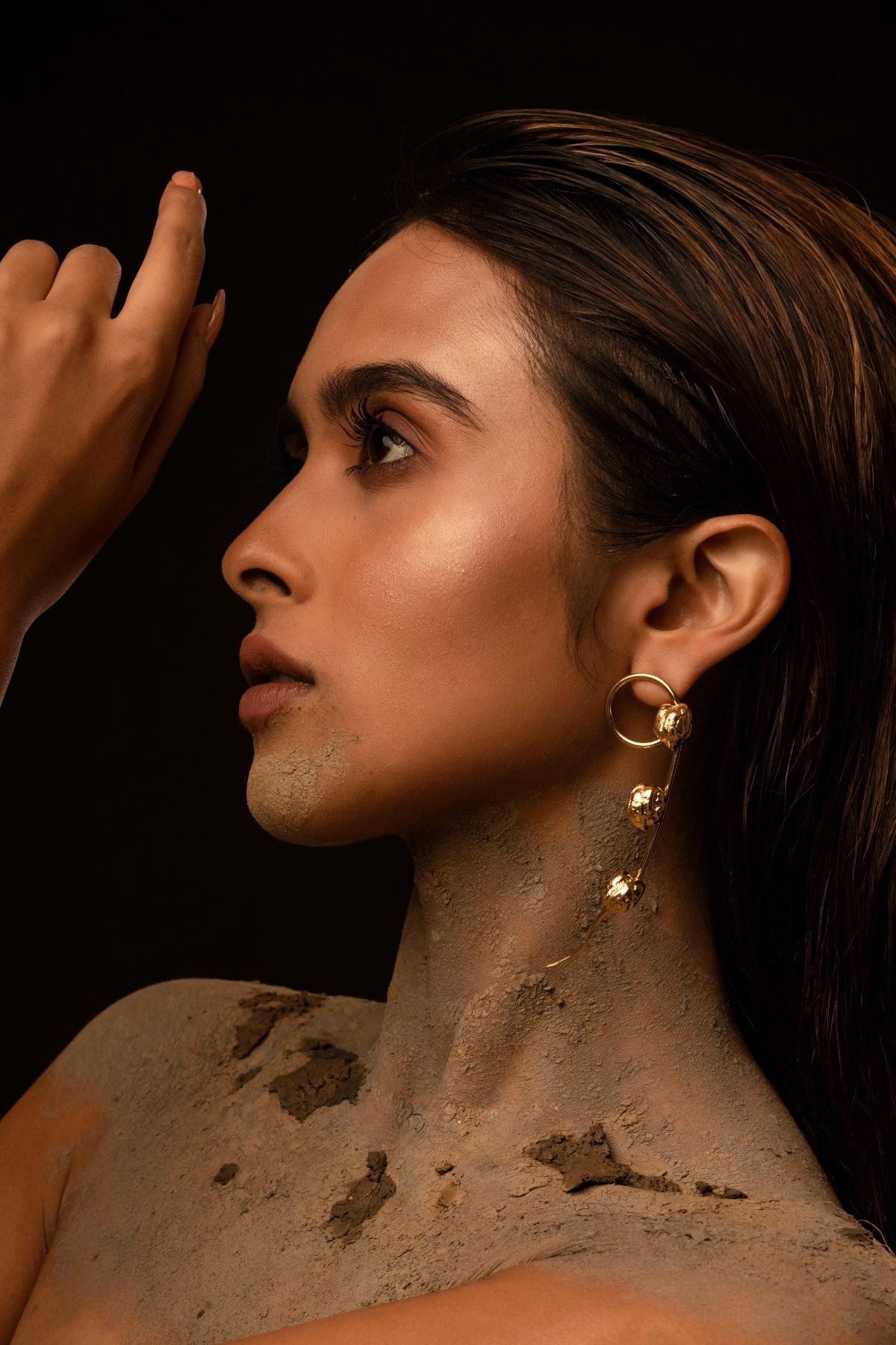 Pea-k-boo Earring by Amalgam By Aishwarya with Brass dipped in gold, Earrings, Eating to Existance, Fashion Jewellery, Free Size, Gold, Into the Wild, jewelry, Long Earrings, Natural, Solids at Kamakhyaa for sustainable fashion