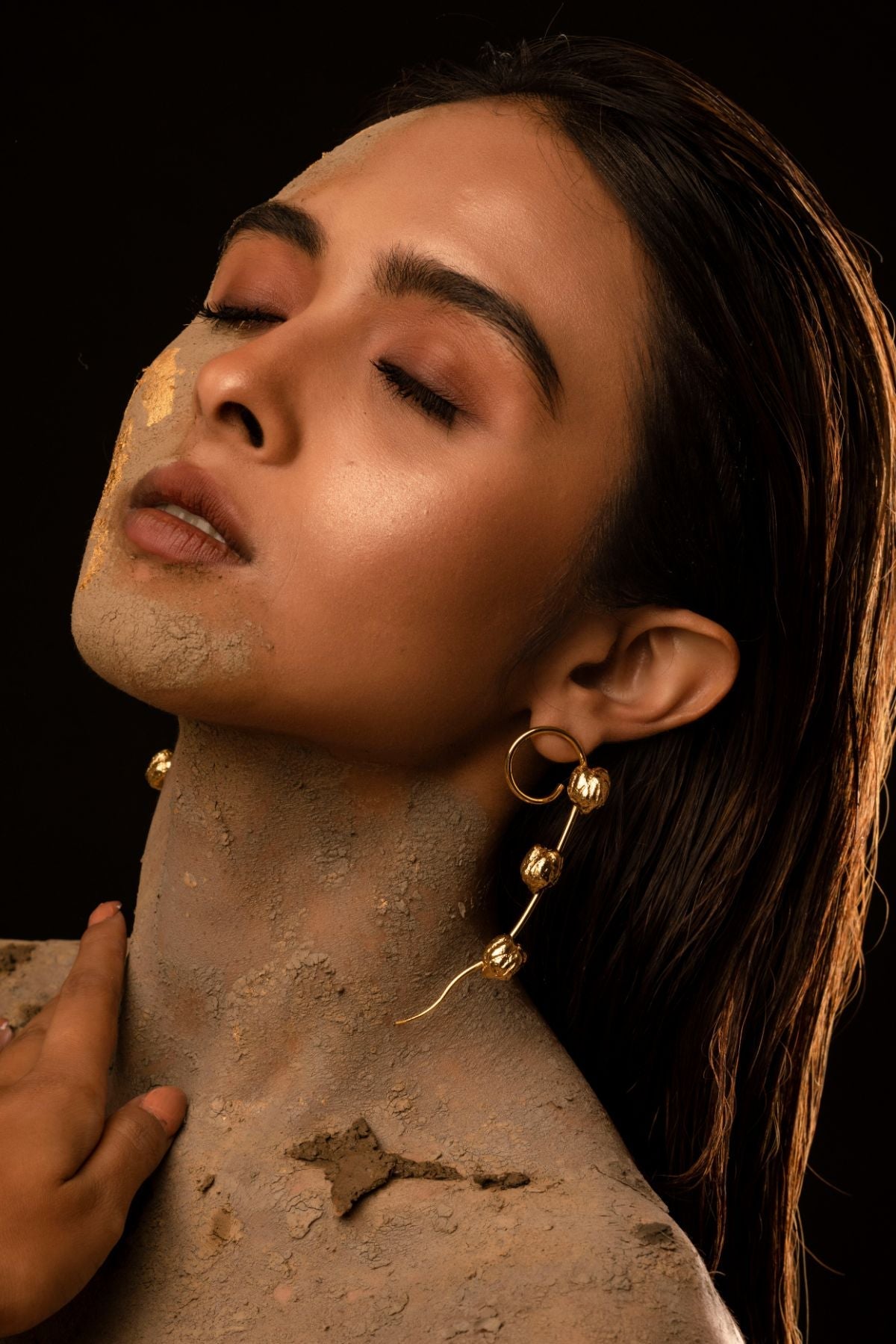 Pea-k-boo Earring by Amalgam By Aishwarya with Brass dipped in gold, Earrings, Eating to Existance, Fashion Jewellery, Free Size, Gold, Into the Wild, jewelry, Long Earrings, Natural, Solids at Kamakhyaa for sustainable fashion
