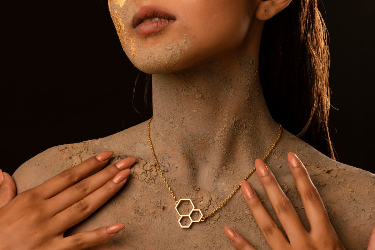 Hive Necklace by Amalgam By Aishwarya with Brass dipped in gold, Eating to Existance, Fashion Jewellery, Free Size, Gold, Into the Wild, jewelry, Natural, Necklaces, Solids at Kamakhyaa for sustainable fashion