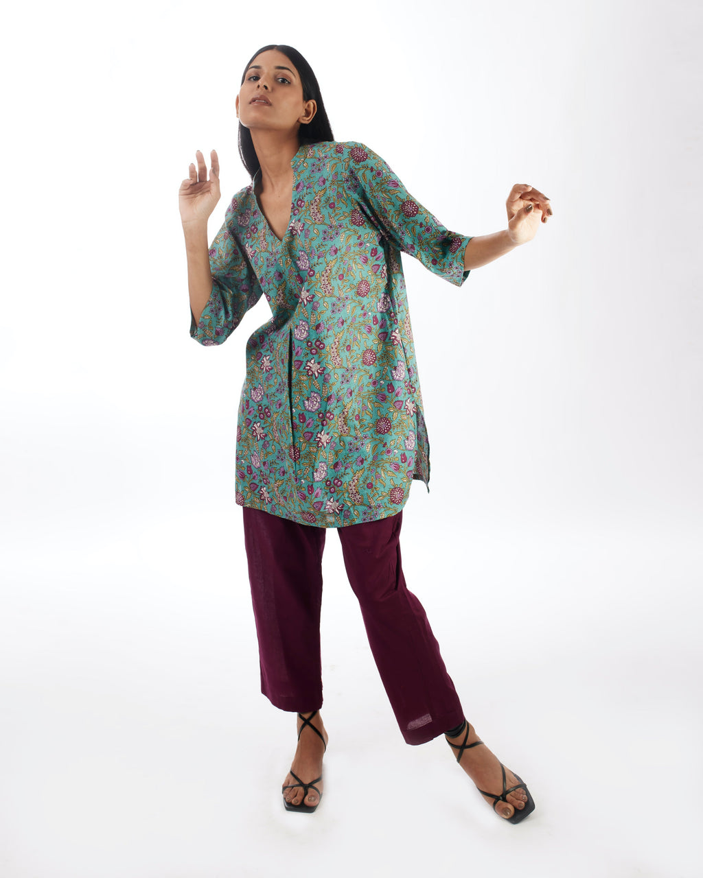 Green Printed Co-ord Set by Kamakhyaa with 100% pure cotton, Casual Wear, Co-ord Sets, FB ADS JUNE, Fitted At Waist, Green, KKYSS, Naturally Made, Printed, Relaxed Fit, Summer Sutra, Womenswear at Kamakhyaa for sustainable fashion