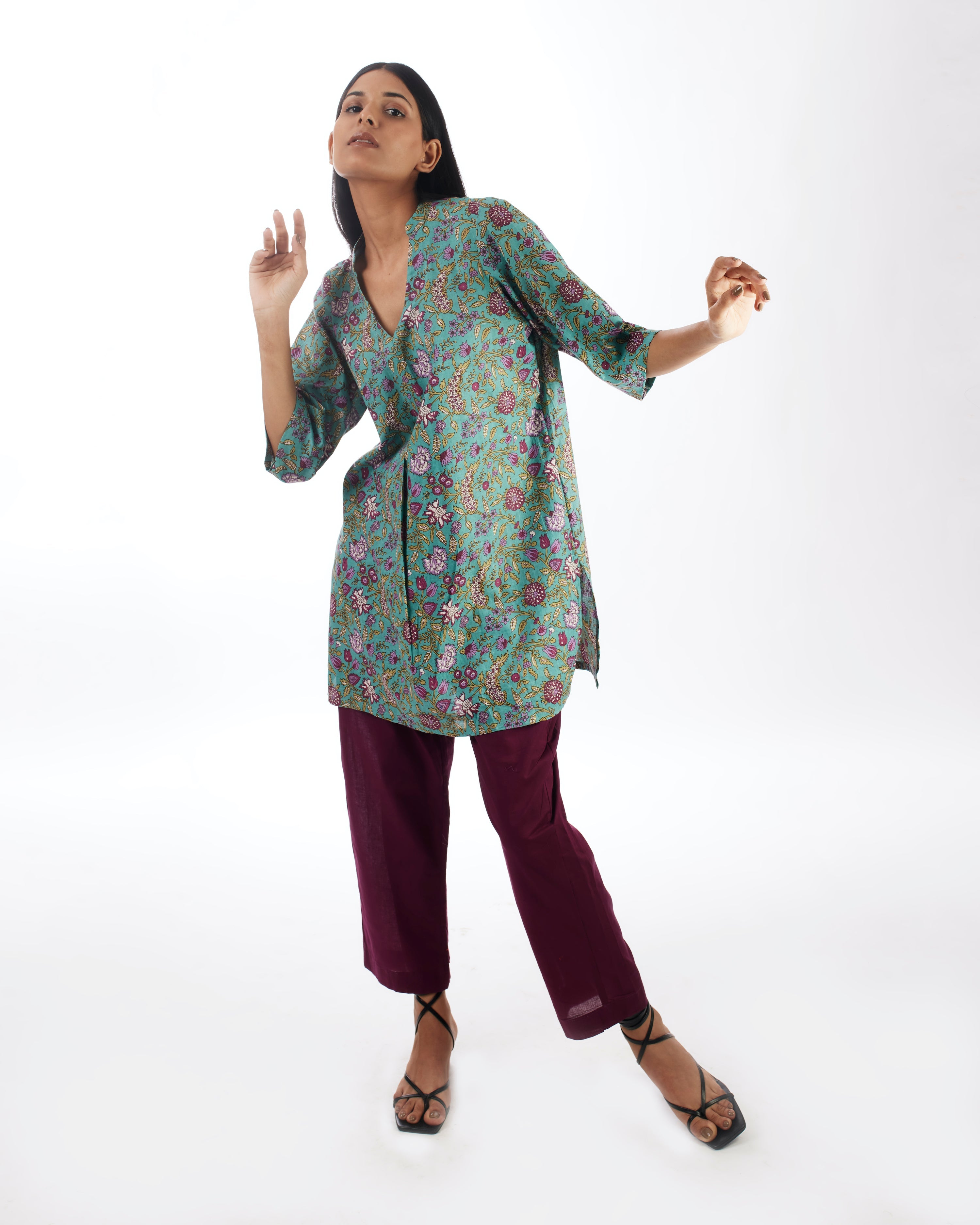 Green Printed Co-ord Set by Kamakhyaa with 100% pure cotton, Casual Wear, Co-ord Sets, FB ADS JUNE, Fitted At Waist, Green, KKYSS, Naturally Made, Printed, Relaxed Fit, Summer Sutra, Womenswear at Kamakhyaa for sustainable fashion