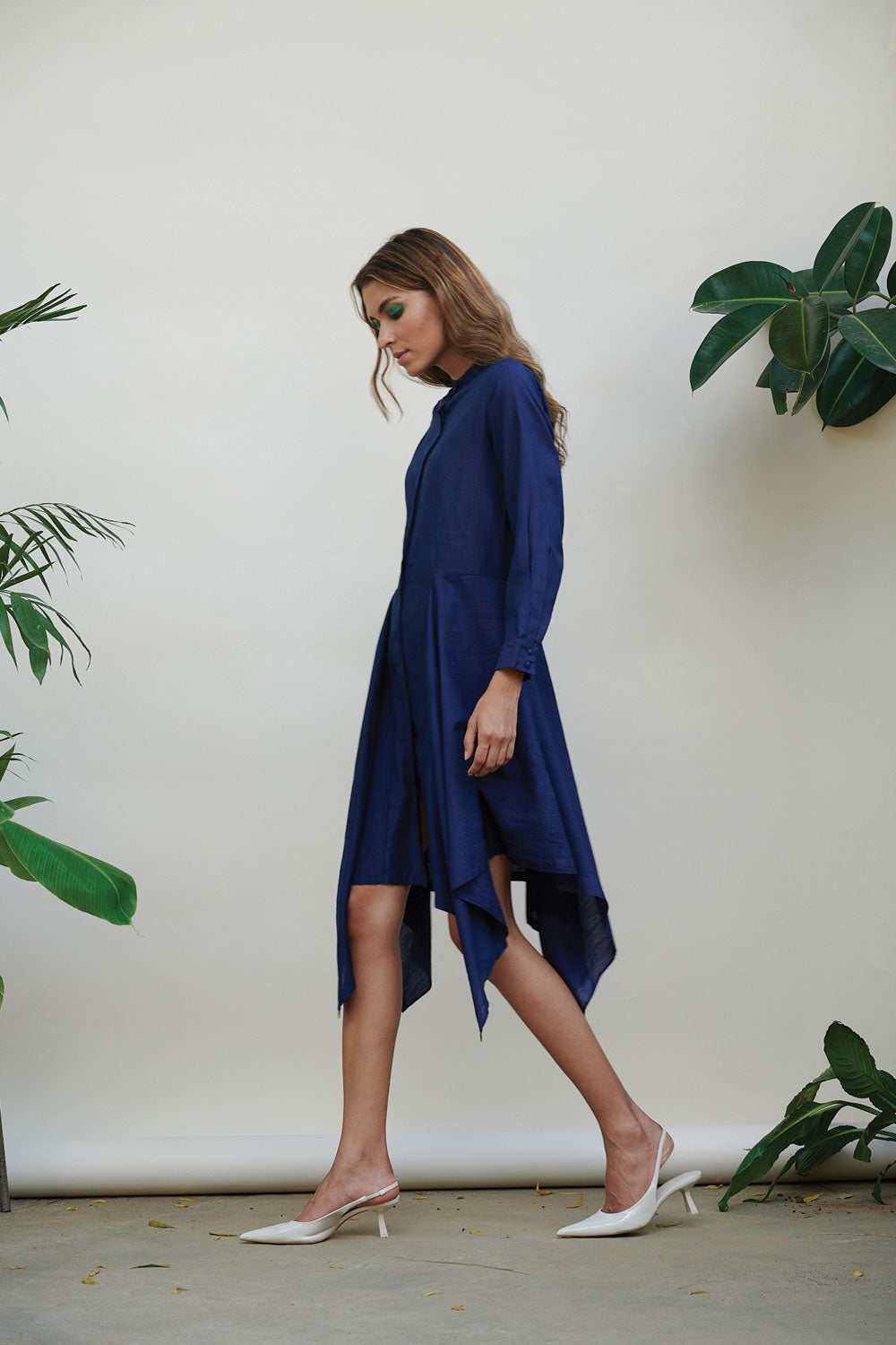 Blue Solid Midi Dress by Kanelle with Best Selling, Blue, Bold is Beautiful by Kanelle, Casual Wear, Cotton Viscose, For Anniversary, July Sale, Midi Dresses, Natural with azo dyes, Regular Fit, Shirt Dresses, Solids, Womenswear at Kamakhyaa for sustainable fashion