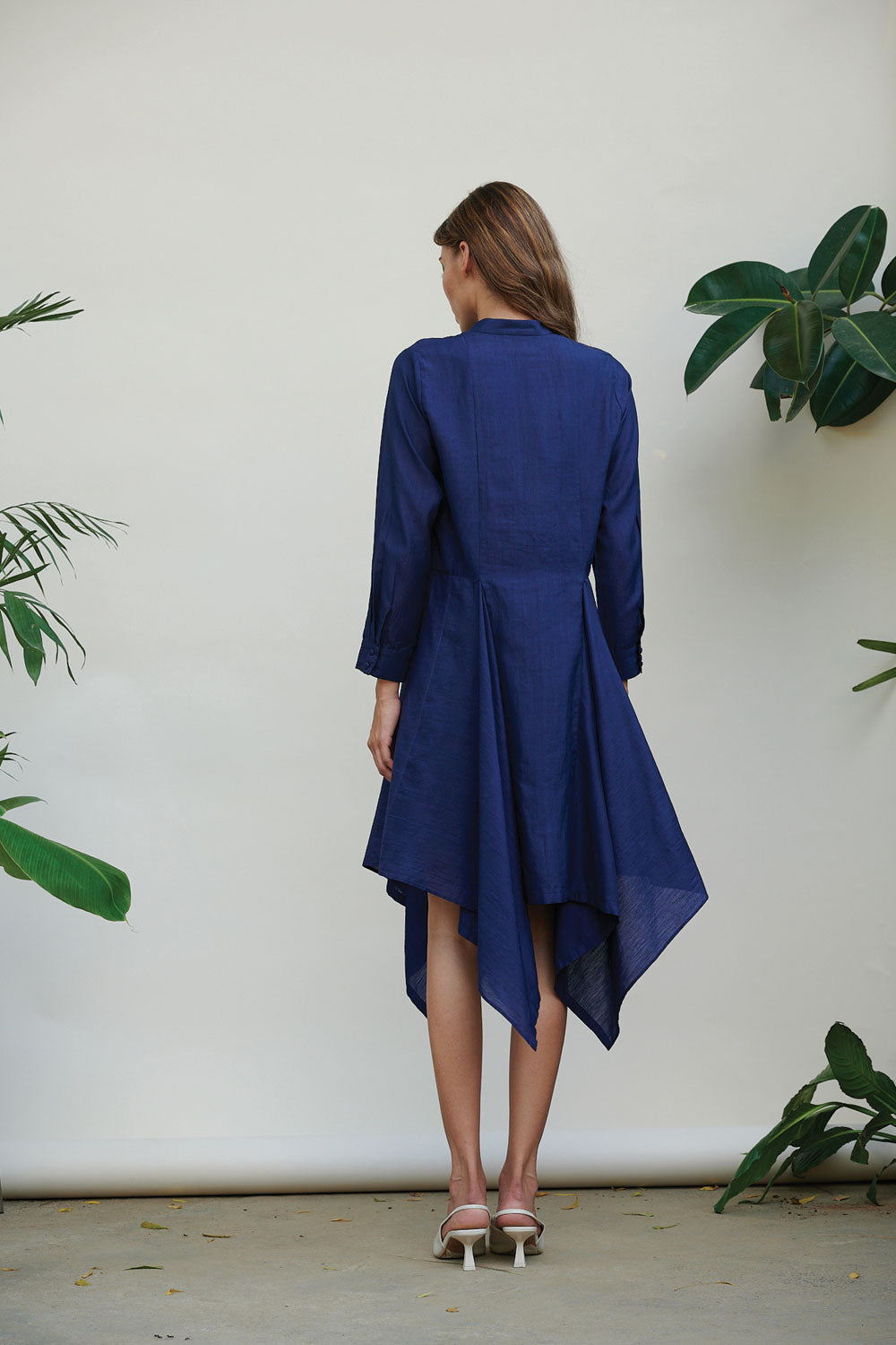 Blue Solid Midi Dress by Kanelle with Best Selling, Blue, Bold is Beautiful by Kanelle, Casual Wear, Cotton Viscose, For Anniversary, July Sale, Midi Dresses, Natural with azo dyes, Regular Fit, Shirt Dresses, Solids, Womenswear at Kamakhyaa for sustainable fashion