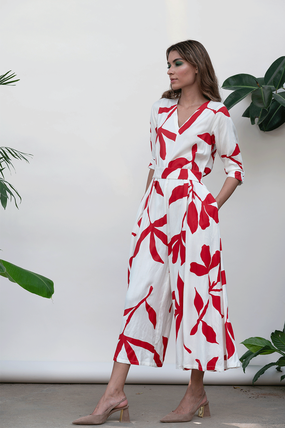 White Printed Jumpsuit by Kanelle with Best Selling, Bold is Beautiful by Kanelle, Casual Wear, July Sale, Jumpsuits, Natural with azo dyes, Prints, Relaxed Fit, Viscose twill, White, Womenswear at Kamakhyaa for sustainable fashion