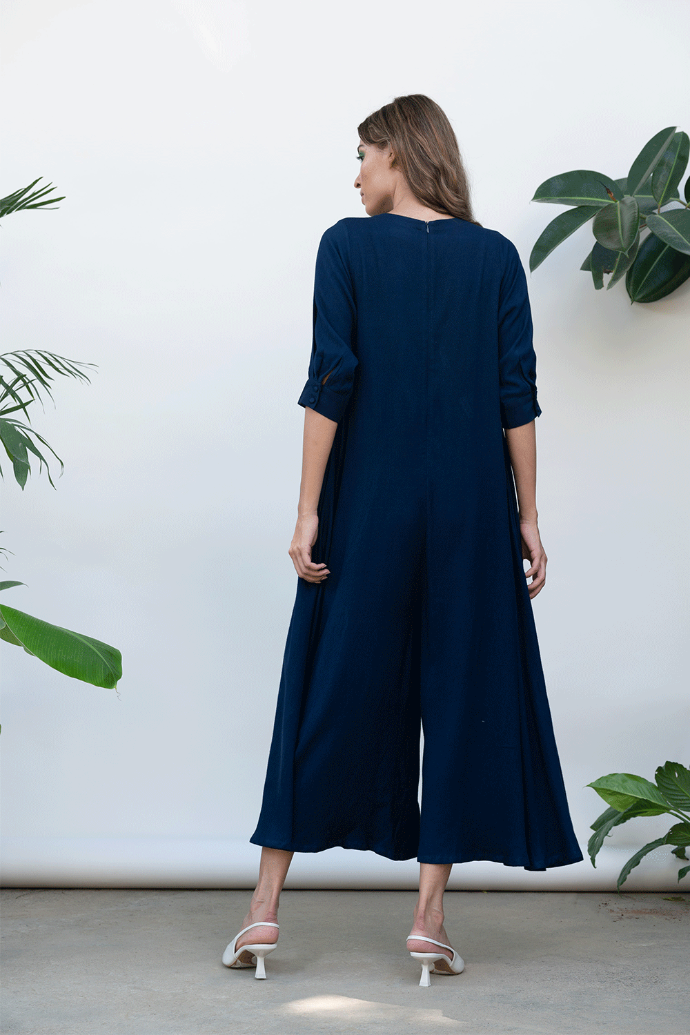 Blue Solid Jumpsuit by Kanelle with Best Selling, Blue, Bold is Beautiful by Kanelle, Casual Wear, July Sale, Jumpsuits, Natural with azo dyes, Relaxed Fit, Solids, Viscose, Womenswear at Kamakhyaa for sustainable fashion