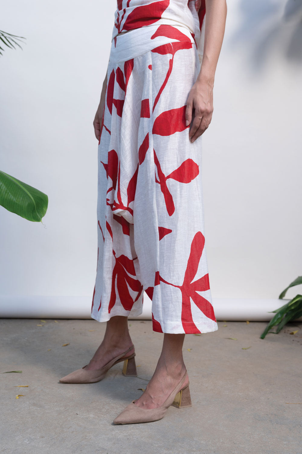 White Printed Culottes by Kanelle with Best Selling, Bold is Beautiful by Kanelle, Casual Wear, Culottes, July Sale, Linen Silk, Natural with azo dyes, Prints, Regular Fit, White, Womenswear at Kamakhyaa for sustainable fashion
