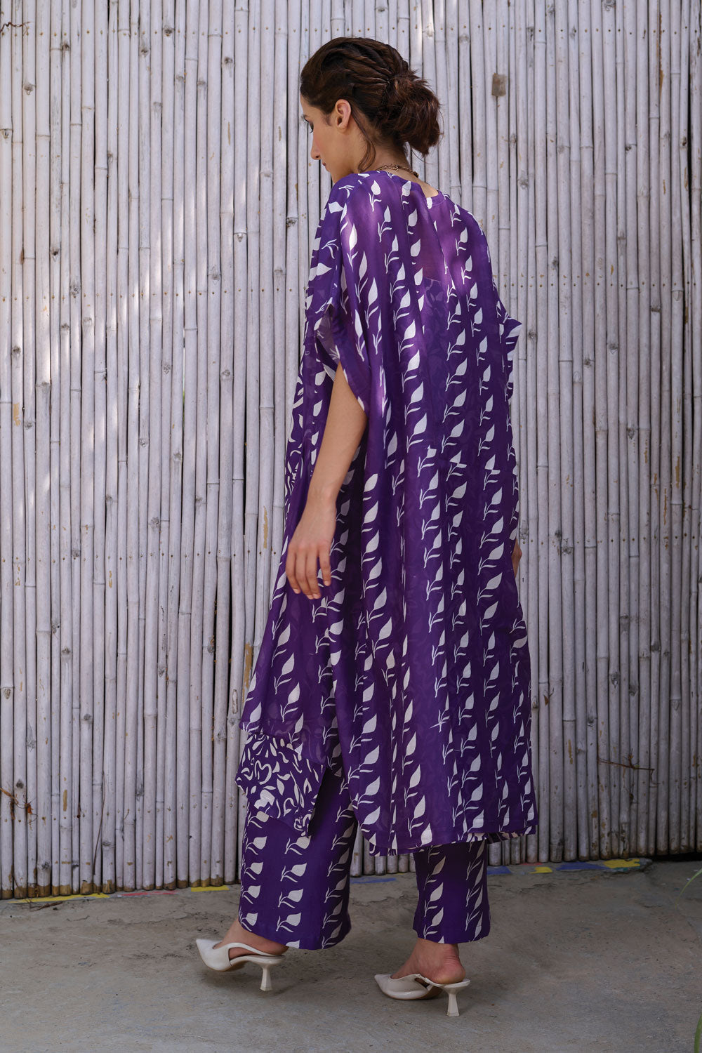 Purple Printed Three Piece Set by Kanelle with Chanderi, Festive Wear, Natural, Partywear Co-ord, Partywear Co-ords, Printed, Purple, Regular Fit, Revel in Rang by Kanelle, Viscose Silk, Womenswear at Kamakhyaa for sustainable fashion