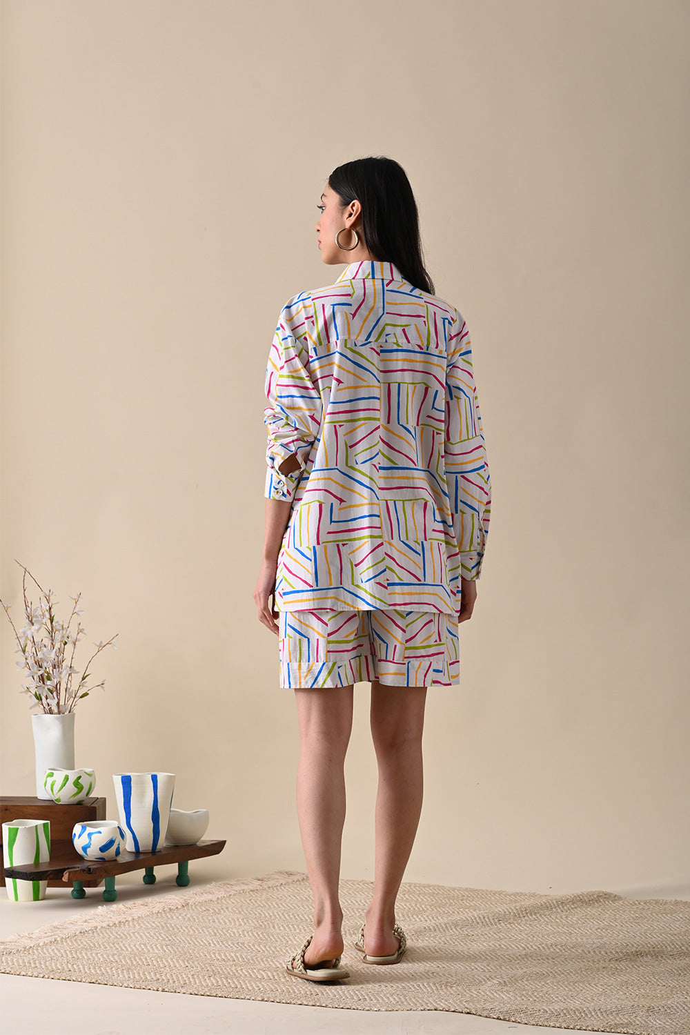 Multicolor Co-ord Set by Kanelle with Casual Wear, Co-ord Sets, For Siblings, July Sale, Life in Colour by Kanelle, Multicolor, Natural with azo dyes, Organic Cotton, Prints, Relaxed Fit, Short Sets, Travel, Travel Co-ords, Womenswear at Kamakhyaa for sustainable fashion