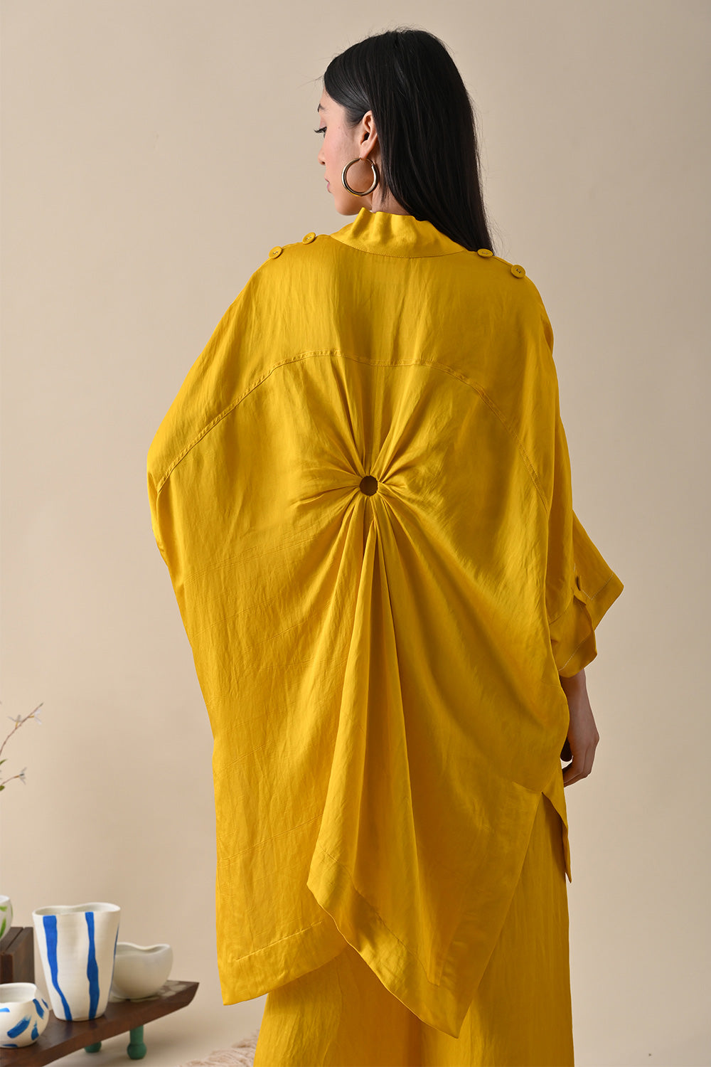 Yellow Tunic Top by Kanelle with Best Selling, Casual Wear, For Mother, For Mother W, July Sale, kaftan Tops, Life in Colour by Kanelle, Linen Satin, Relaxed Fit, Solids, Womenswear, Yellow at Kamakhyaa for sustainable fashion