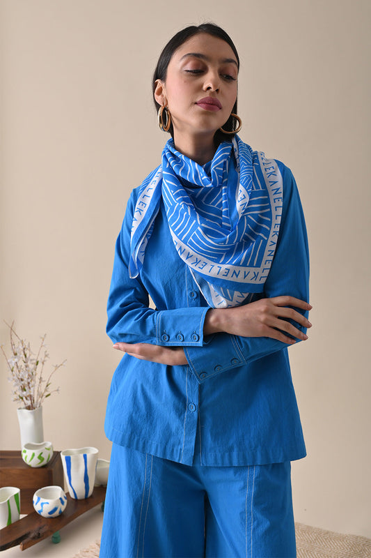 Blue Scarf by Kanelle with Accessories, Blue, Evening Wear, Free Size, July Sale, Life in Colour by Kanelle, Natural with azo free dyes, Prints, Regular Fit, Scarves, Viscose at Kamakhyaa for sustainable fashion