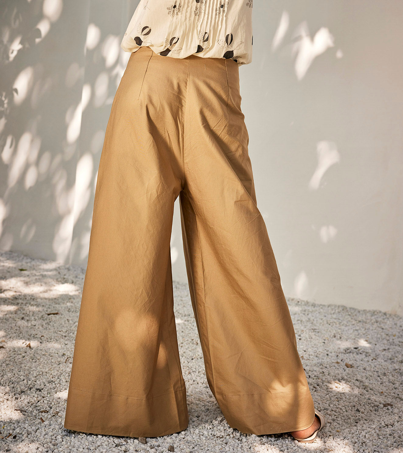 Antique Hope Trousers by Khara Kapas with Beige, Casual Wear, Oh Susanna by Khara Kapas, Organic, Regular Fit, Solids, Trousers, Twill Cotton, Womenswear at Kamakhyaa for sustainable fashion