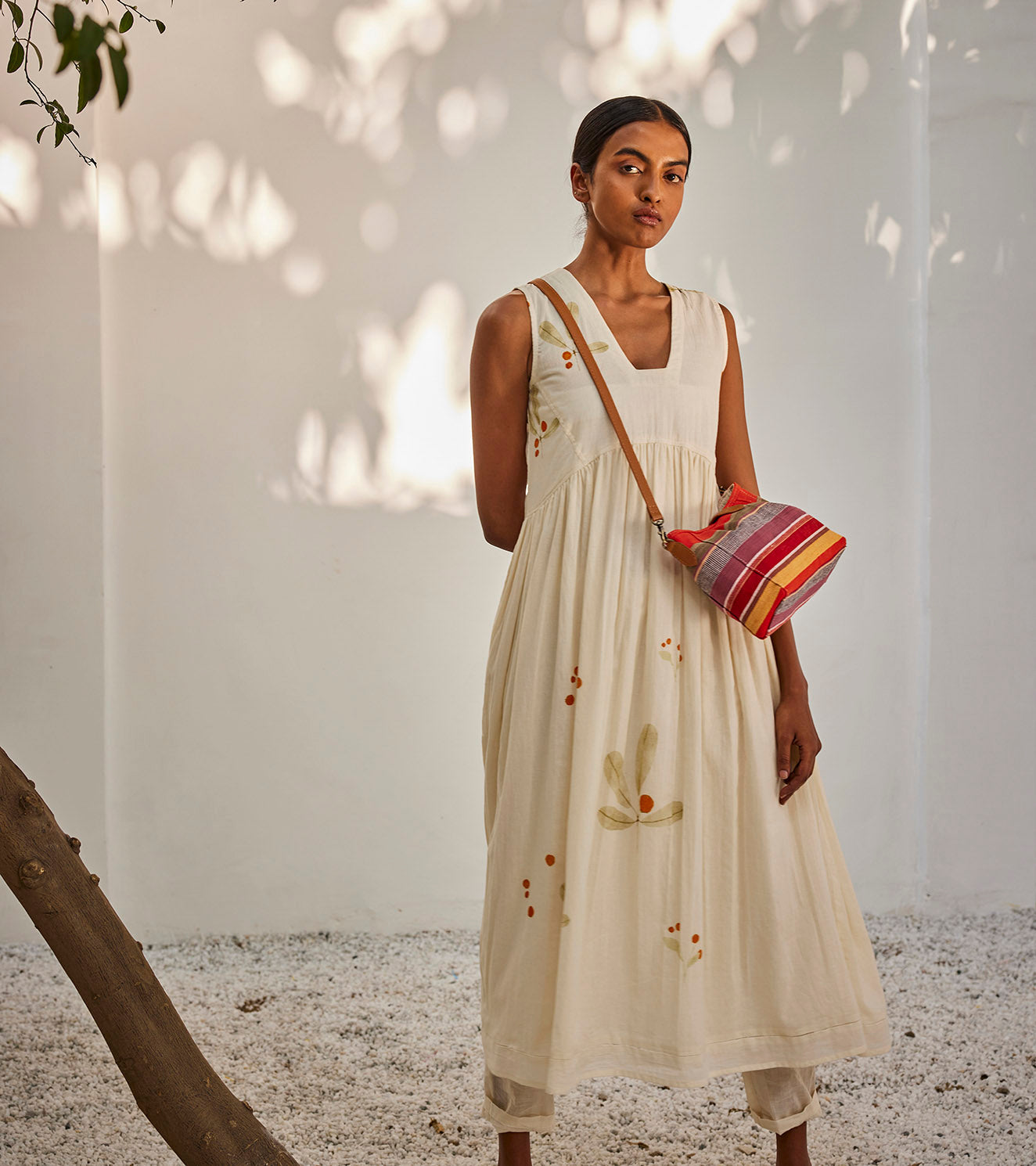 Close To You Co-ord Set by Khara Kapas with Casual Wear, Co-ord Sets, Mul Cotton, Oh Susanna by Khara Kapas, Organic, Regular Fit, Solids, Travel, Travel Co-ords, White, Womenswear at Kamakhyaa for sustainable fashion