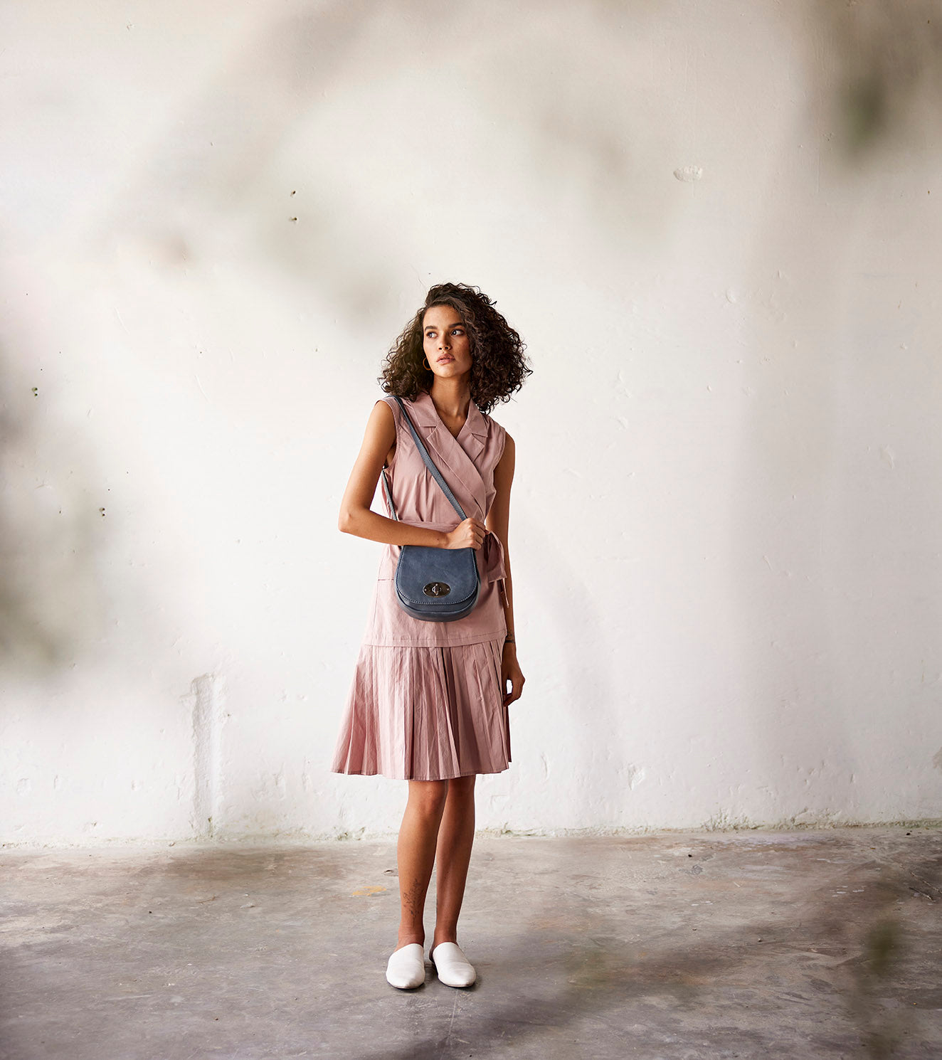 Pink Poplin Dress by Khara Kapas with An Indian Summer, An Indian Summer by Khara Kapas, Casual Wear, Dresses, Organic, Pink, Poplin, Relaxed Fit, Solids, Womenswear at Kamakhyaa for sustainable fashion