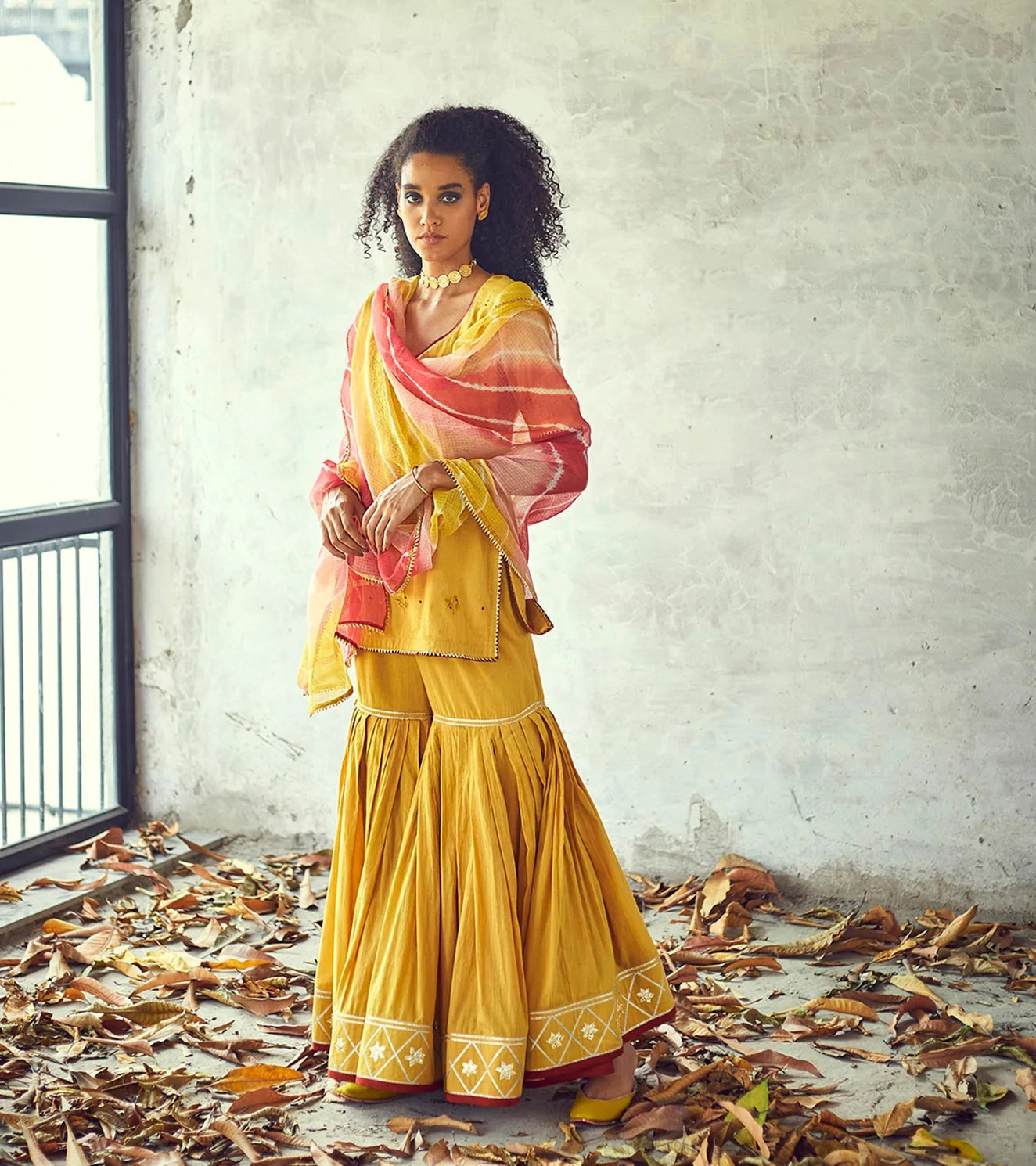 Halda Sharara Set at Kamakhyaa by Khara Kapas. This item is Casual Wear, Cotton, Indian Wear, Organic, Rang Festive 22, Regular Fit, Sharara Sets, Shararas, Solids, Wedding Gifts, Womenswear, Yellow