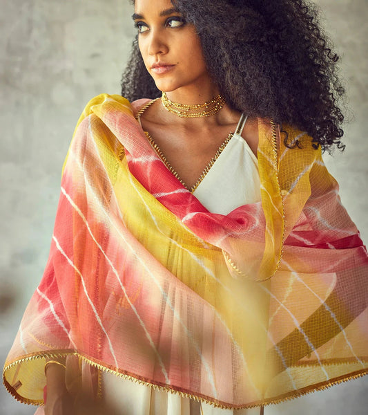 Rangeen Odhni by Khara Kapas with Accessories, Casual Wear, Cotton, Dupattas, Free Size, Indian Wear, Multicolor, Ombre & Dyes, Organic, Rang by Khara Kapas, Rang Festive 22, Womenswear at Kamakhyaa for sustainable fashion