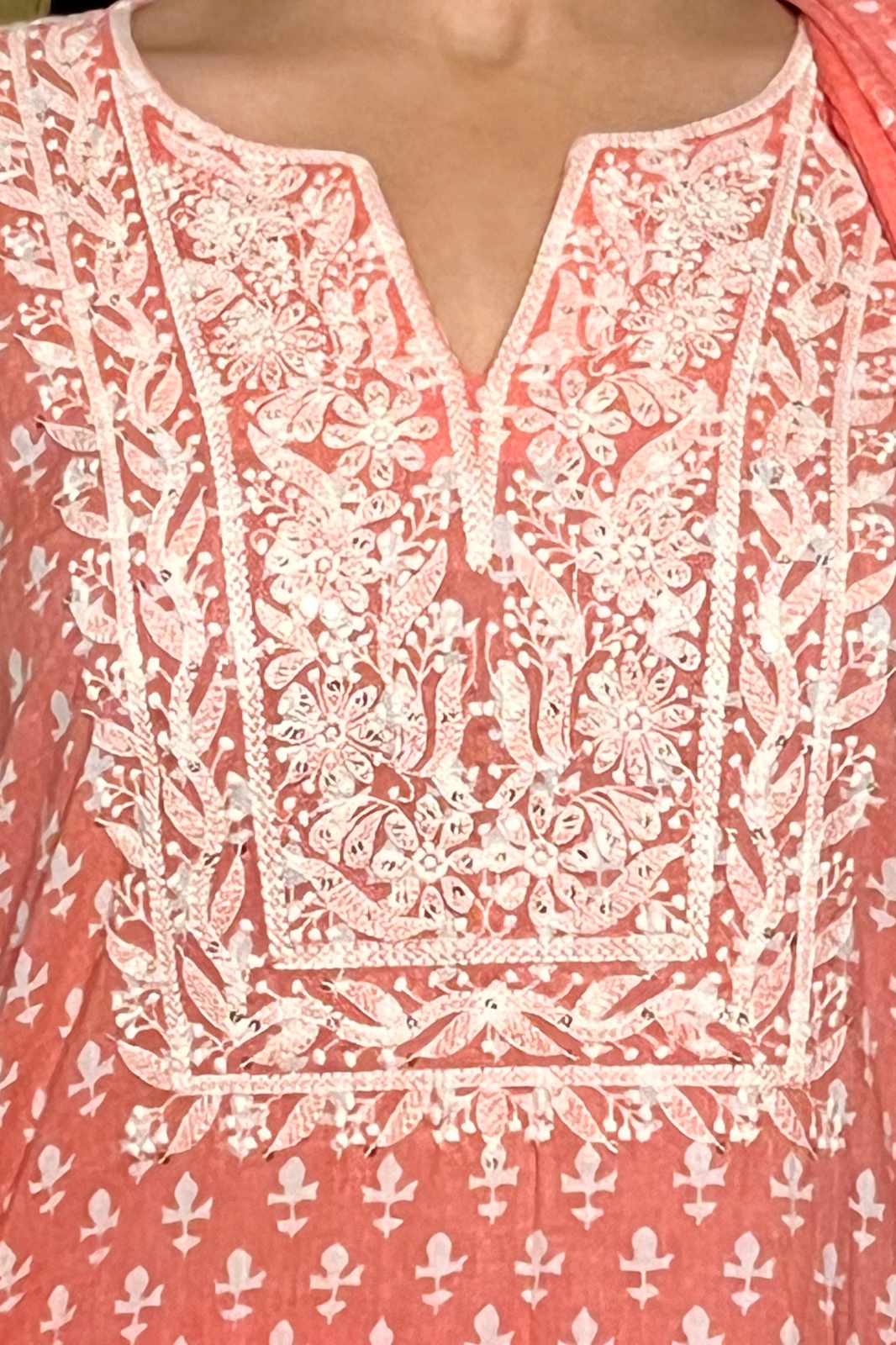 Peach Cotton Printed Kurta Set With Dupatta by Indian Wear with Cotton, Ethnic Wear, Kurta Pant Sets, Kurta Set with Dupattas, Natural, Pink, Prints, Regular Fit, Womenswear at Kamakhyaa for sustainable fashion