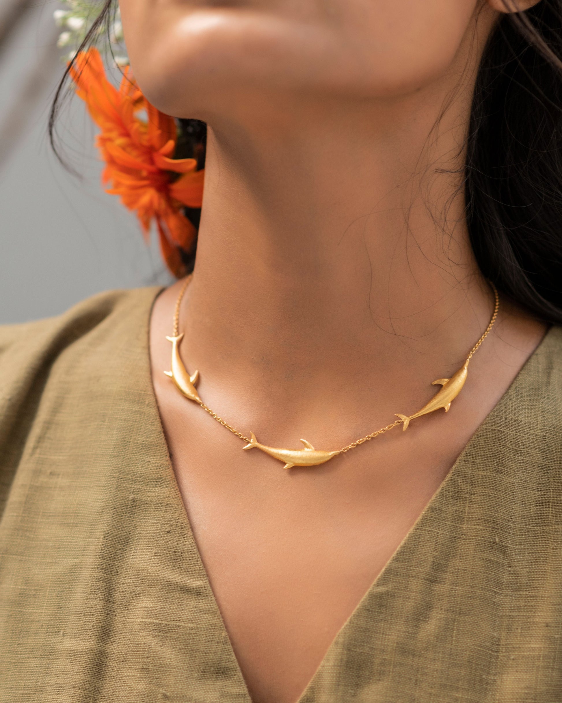 Vaquita Necklace by Amalgam By Aishwarya with Brass, Choker, Fashion Jewellery, Free Size, Gold, Into the Wild, jewelry, Natural, Solids at Kamakhyaa for sustainable fashion