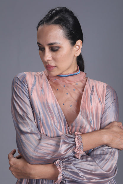 Pink Textured Tier Dress by The Loom Art with Between The Lines by The Loom Art, Fall, July Sale, July Sale 2023, Maxi Dresses, Natural, Ombre & Dyes, Party Wear, Pink, Regular Fit, Tiered Dresses, Womenswear, Wrap Dresses at Kamakhyaa for sustainable fashion