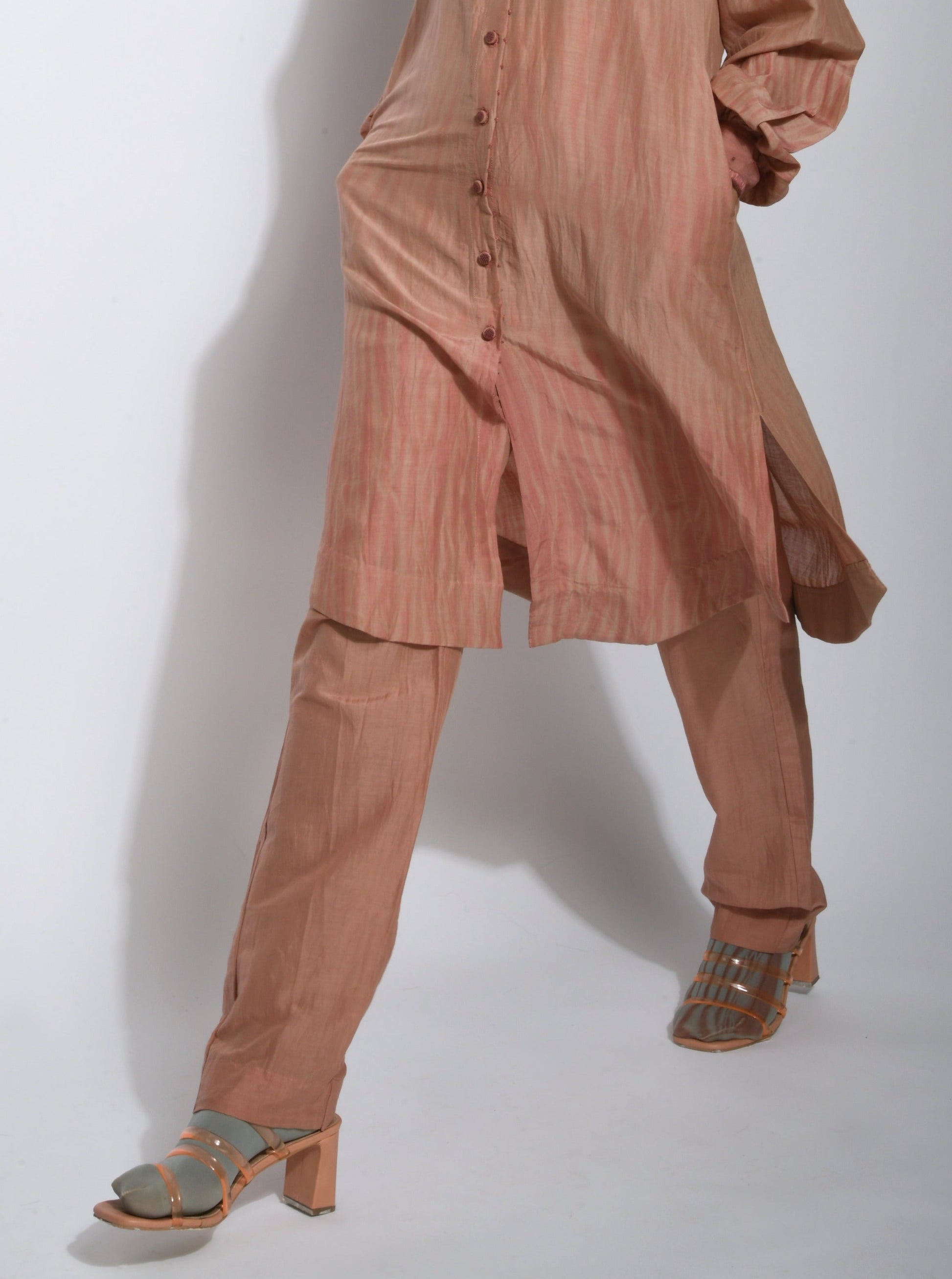 Brown Pants Best Seller July, Between the Lines, Celebrity, Cotton Silk, Fitted At Waist, Natural, Pants, Pink The Loom Art Kamakhyaa