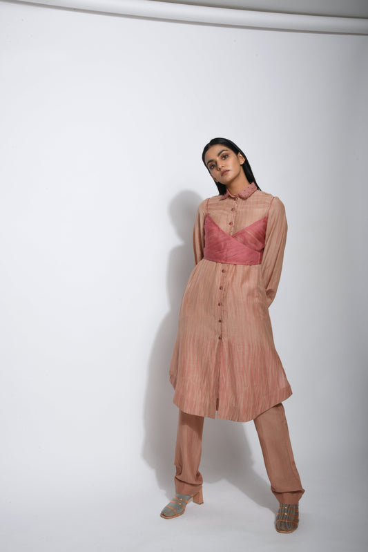 Pink Cotton Silk Crop Top by The Loom Art with Between The Lines by The Loom Art, Bralette Tops, Brown, Cotton Silk, Crop Tops, Fall, July Sale, July Sale 2023, Natural, Party Wear, Regular Fit, Solids, Tops, Womenswear at Kamakhyaa for sustainable fashion
