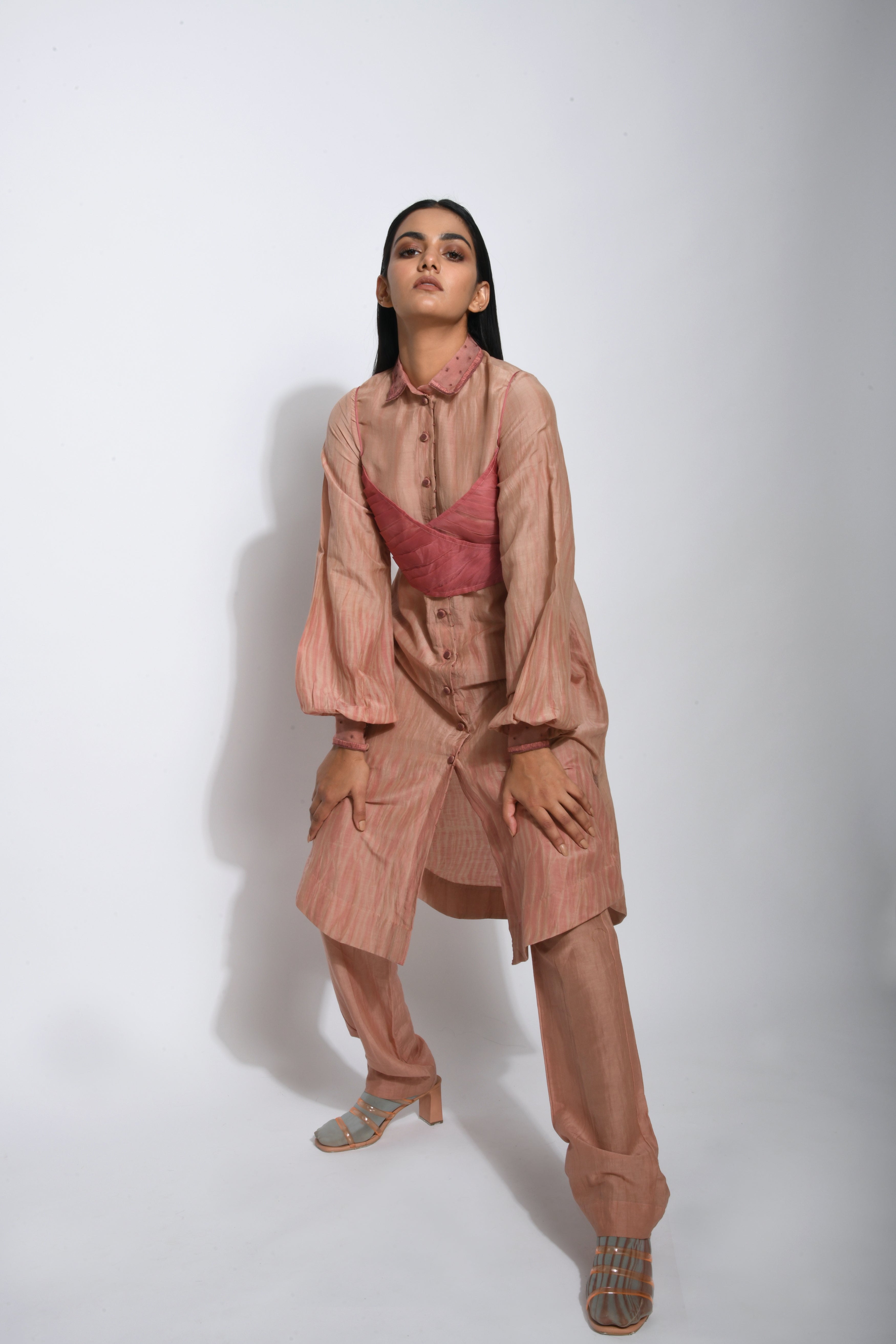 Pink Cotton Silk Crop Top by The Loom Art with Between The Lines by The Loom Art, Bralette Tops, Brown, Cotton Silk, Crop Tops, Fall, July Sale, July Sale 2023, Natural, Party Wear, Regular Fit, Solids, Tops, Womenswear at Kamakhyaa for sustainable fashion