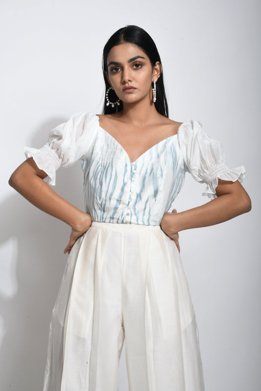 White Textured Crop Top by The Loom Art with Best Selling, Between The Lines by The Loom Art, Crop Tops, Handwoven silk, July Sale, July Sale 2023, Natural, Party Wear, Printed Selfsame, Regular Fit, Textured, Tops, White, Womenswear at Kamakhyaa for sustainable fashion