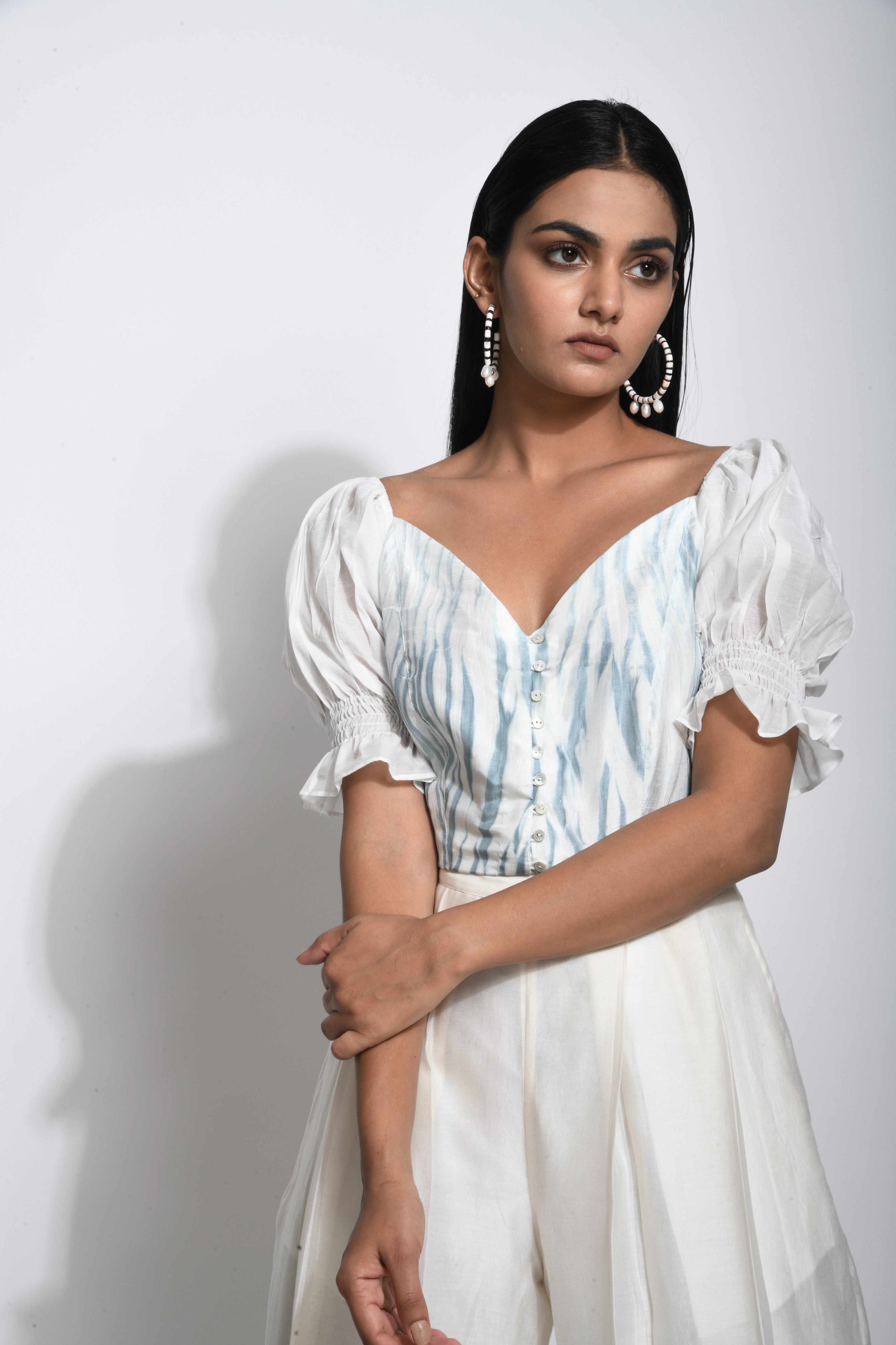 White Textured Crop Top by The Loom Art with Best Selling, Between The Lines by The Loom Art, Crop Tops, Handwoven silk, July Sale, July Sale 2023, Natural, Party Wear, Printed Selfsame, Regular Fit, Textured, Tops, White, Womenswear at Kamakhyaa for sustainable fashion