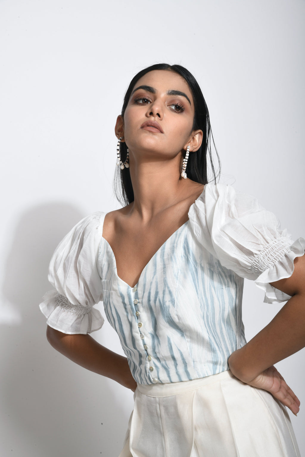 White Textured Crop Top by The Loom Art with Best Selling, Between The Lines by The Loom Art, Crop Tops, Handwoven silk, July Sale, July Sale 2023, Natural, Party Wear, Printed Selfsame, Regular Fit, Textured, Tops, White, Womenswear at Kamakhyaa for sustainable fashion