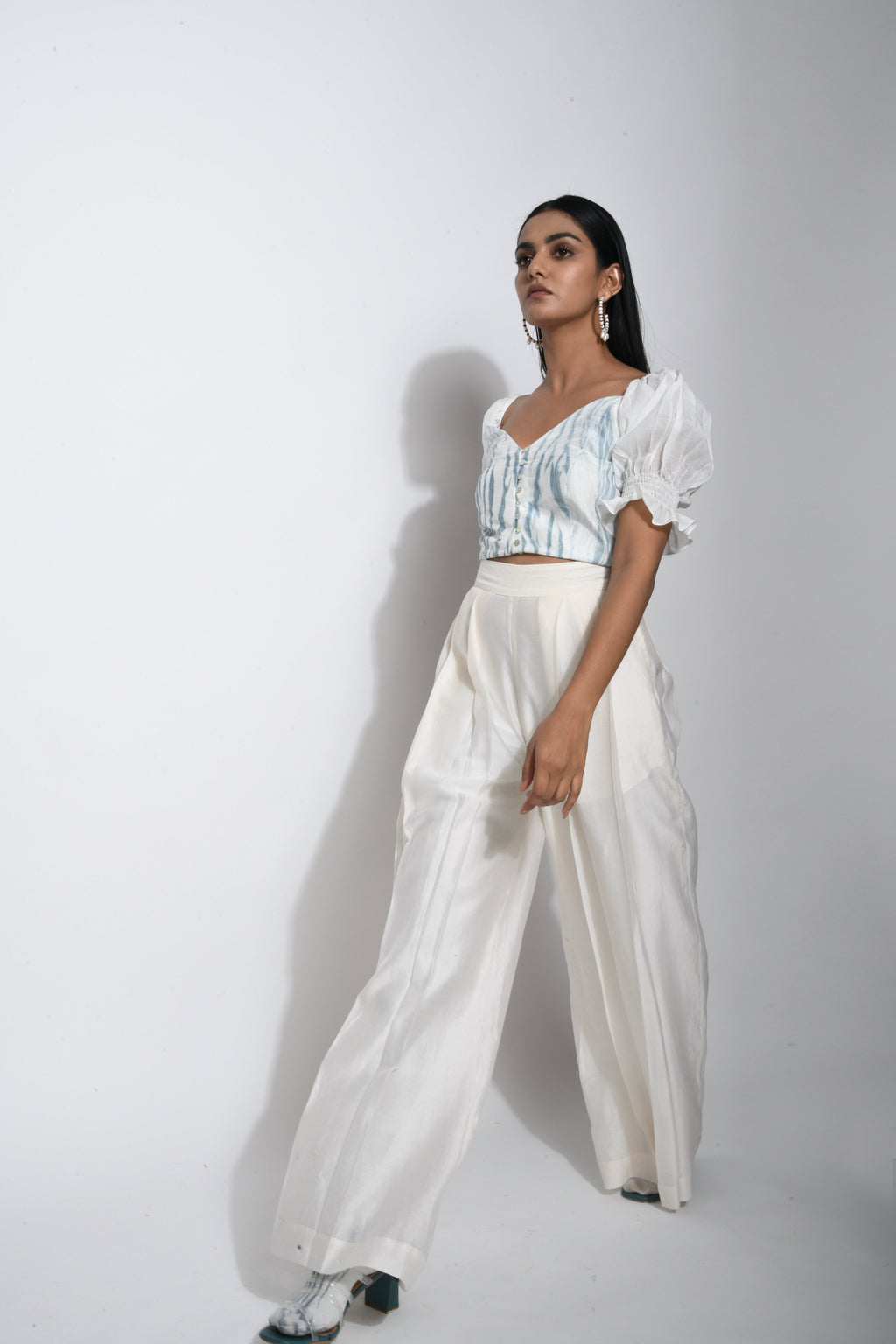 White Textured Crop Top by The Loom Art with Best Selling, Between The Lines by The Loom Art, Crop Tops, Handwoven silk, July Sale, July Sale 2023, Natural, Party Wear, Printed Selfsame, Regular Fit, Textured, Tops, White, Womenswear at Kamakhyaa for sustainable fashion