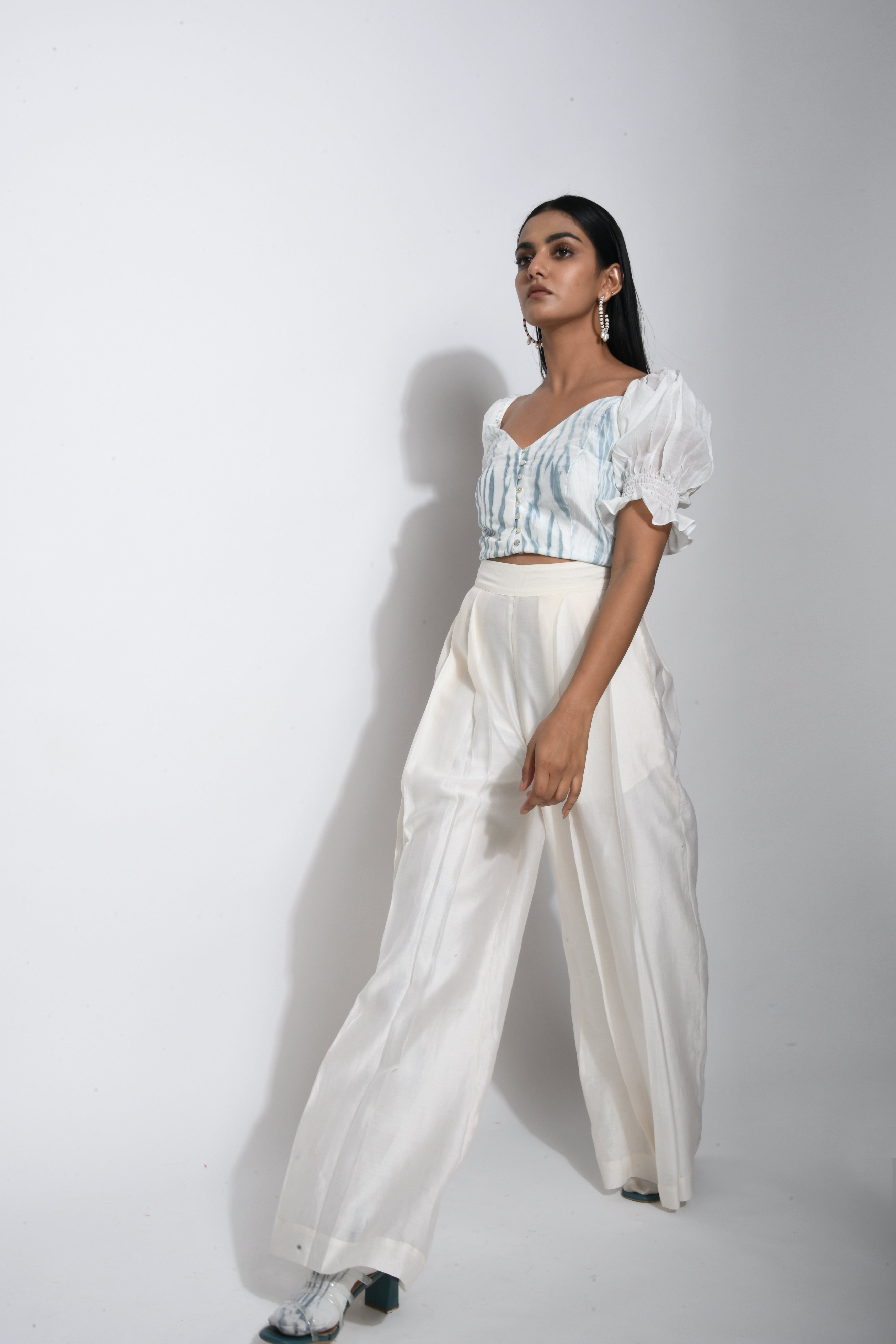 White Textured Crop Top by The Loom Art with Best Selling, Between The Lines by The Loom Art, Crop Tops, Handwoven silk, July Sale, July Sale 2023, Natural, Party Wear, Printed Selfsame, Regular Fit, Textured, Tops, White, Womenswear at Kamakhyaa for sustainable fashion