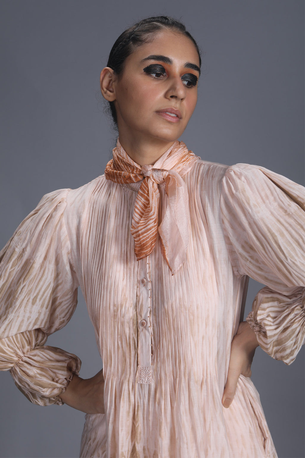 Brown Textured Shirt by The Loom Art with Best Selling, Between The Lines by The Loom Art, Brown, Handwoven cotton silk, July Sale, July Sale 2023, Natural, Party Wear, Regular Fit, Solids, Tops, Tunic Tops, Womenswear at Kamakhyaa for sustainable fashion