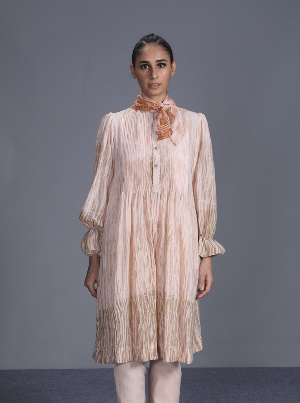 Brown Textured Shirt by The Loom Art with Best Selling, Between The Lines by The Loom Art, Brown, Handwoven cotton silk, July Sale, July Sale 2023, Natural, Party Wear, Regular Fit, Solids, Tops, Tunic Tops, Womenswear at Kamakhyaa for sustainable fashion