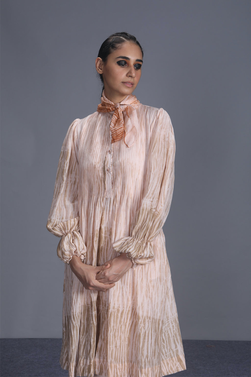 Brown Textured Shirt by The Loom Art with Best Selling, Between The Lines by The Loom Art, Brown, Handwoven cotton silk, July Sale, July Sale 2023, Natural, Party Wear, Regular Fit, Solids, Tops, Tunic Tops, Womenswear at Kamakhyaa for sustainable fashion