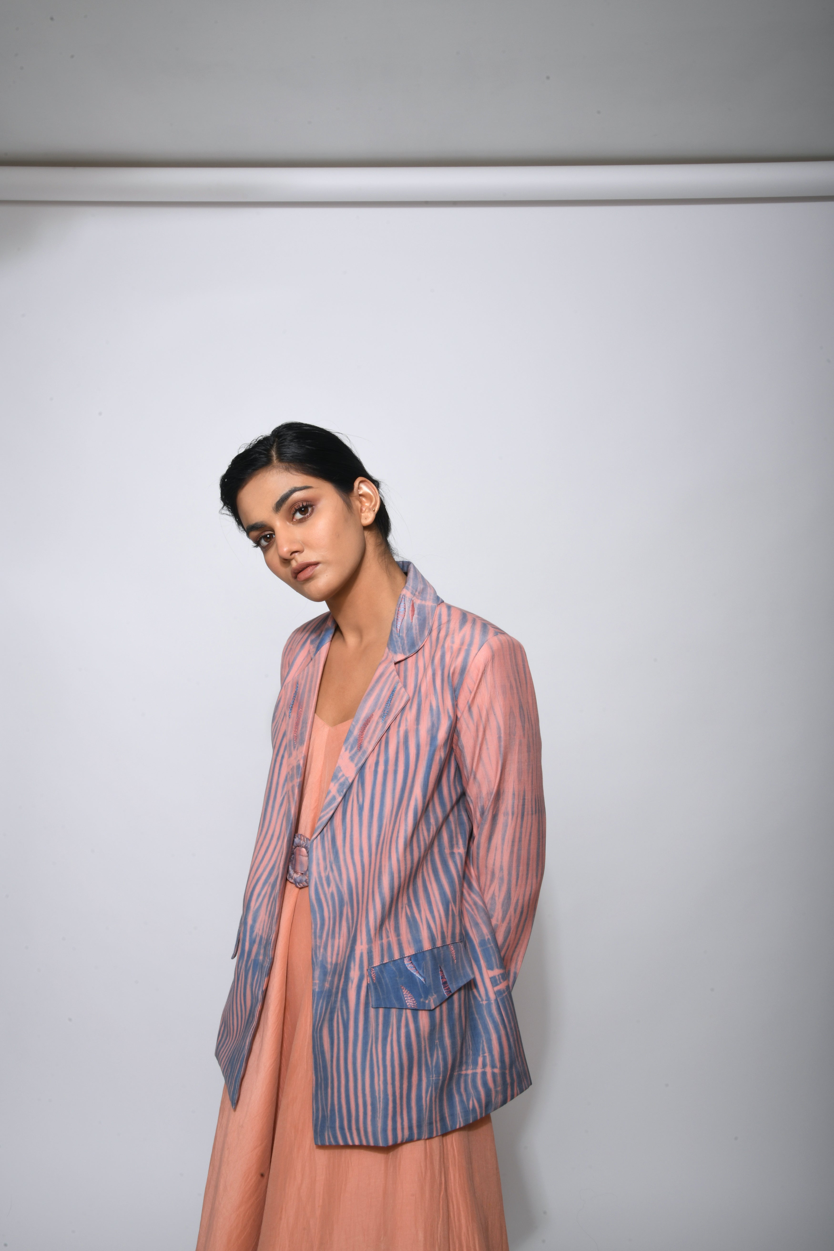 Pink Embroidered Textured Jacket by The Loom Art with Between The Lines by The Loom Art, Blazers, Embroidered, Handwoven cotton silk, July Sale, July Sale 2023, Natural, Party Wear, Pink, Regular Fit, Textured, Womenswear at Kamakhyaa for sustainable fashion