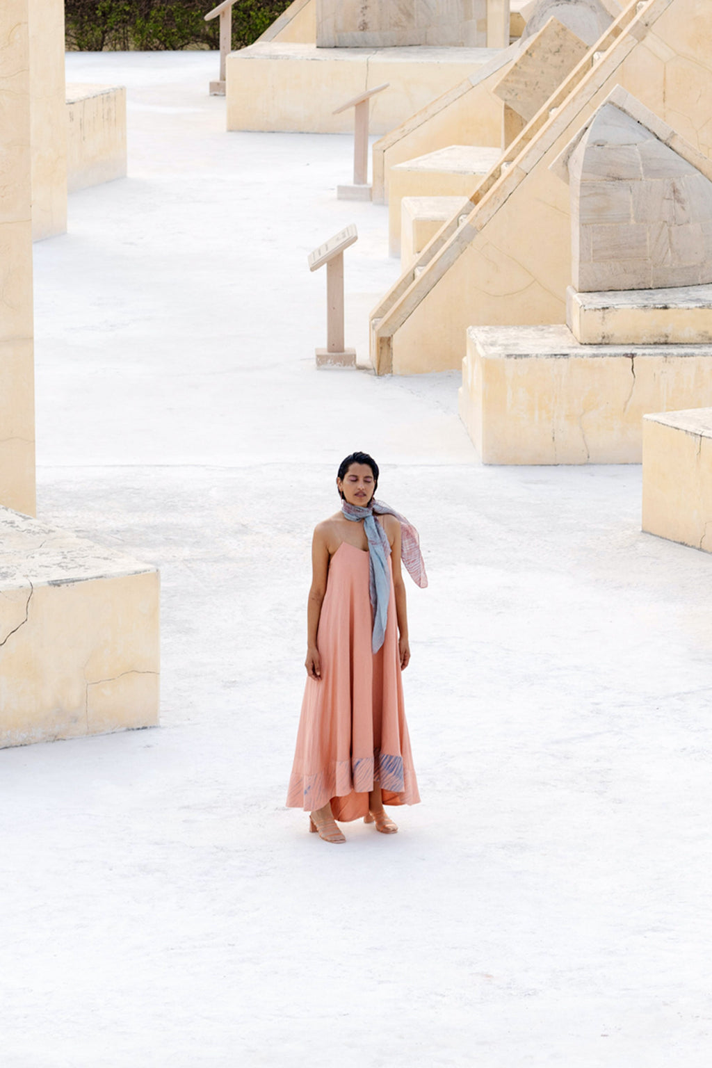 Brown Textured Maxi Dress by The Loom Art with Between The Lines by The Loom Art, Brown, Cotton Silk, July Sale, July Sale 2023, Maxi Dresses, Natural, Party Wear, Regular Fit, Sleeveless Dresses, Strap Dresses, Textured, Womenswear at Kamakhyaa for sustainable fashion