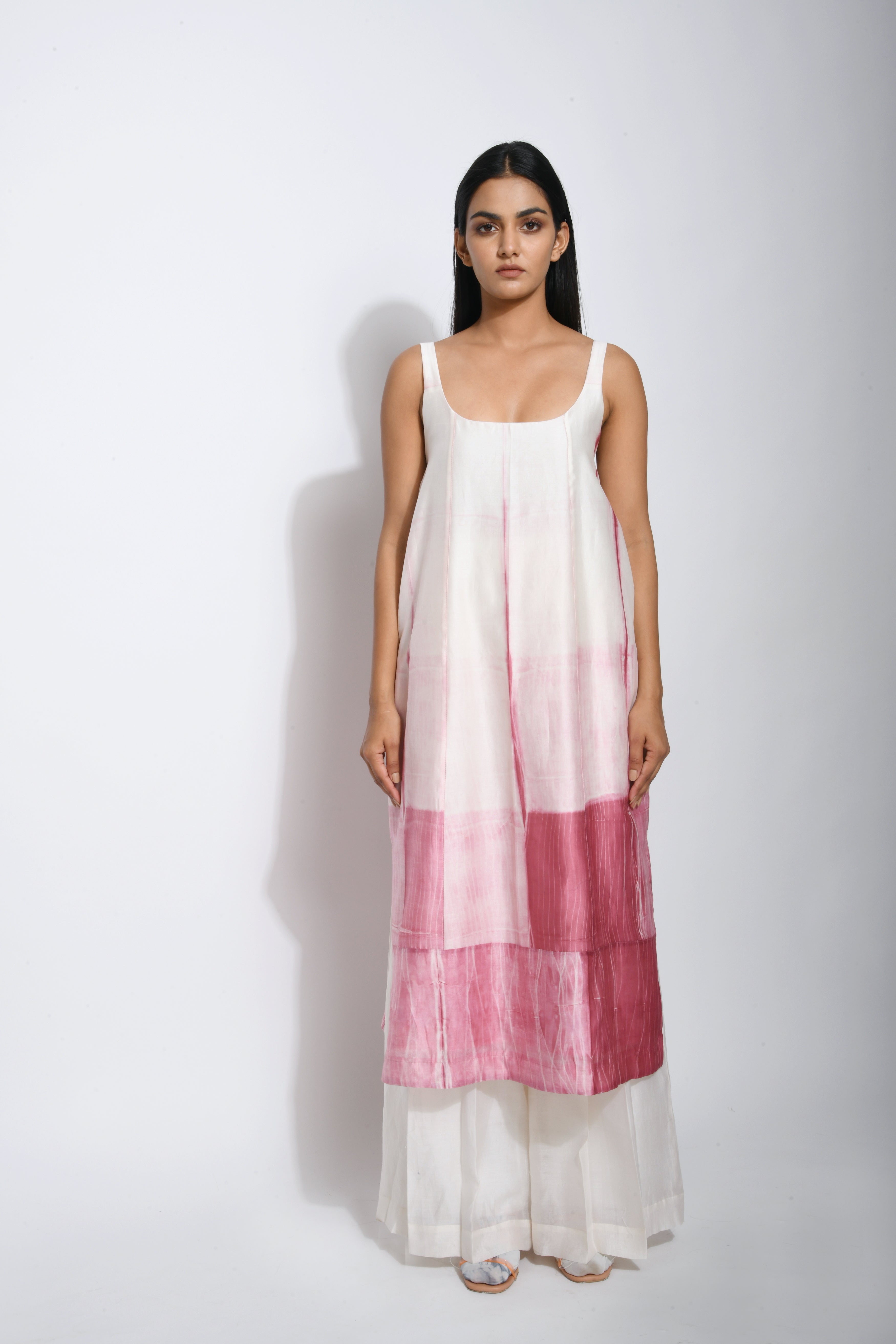 Pink Textured Midi Dress by The Loom Art with Best Selling, Between The Lines by The Loom Art, Chanderi Silk, FB ADS JUNE, July Sale, July Sale 2023, Midi Dresses, Natural, Ombre & Dyes, Party Wear, Pink, Regular Fit, Sleeveless Dresses, Womenswear at Kamakhyaa for sustainable fashion