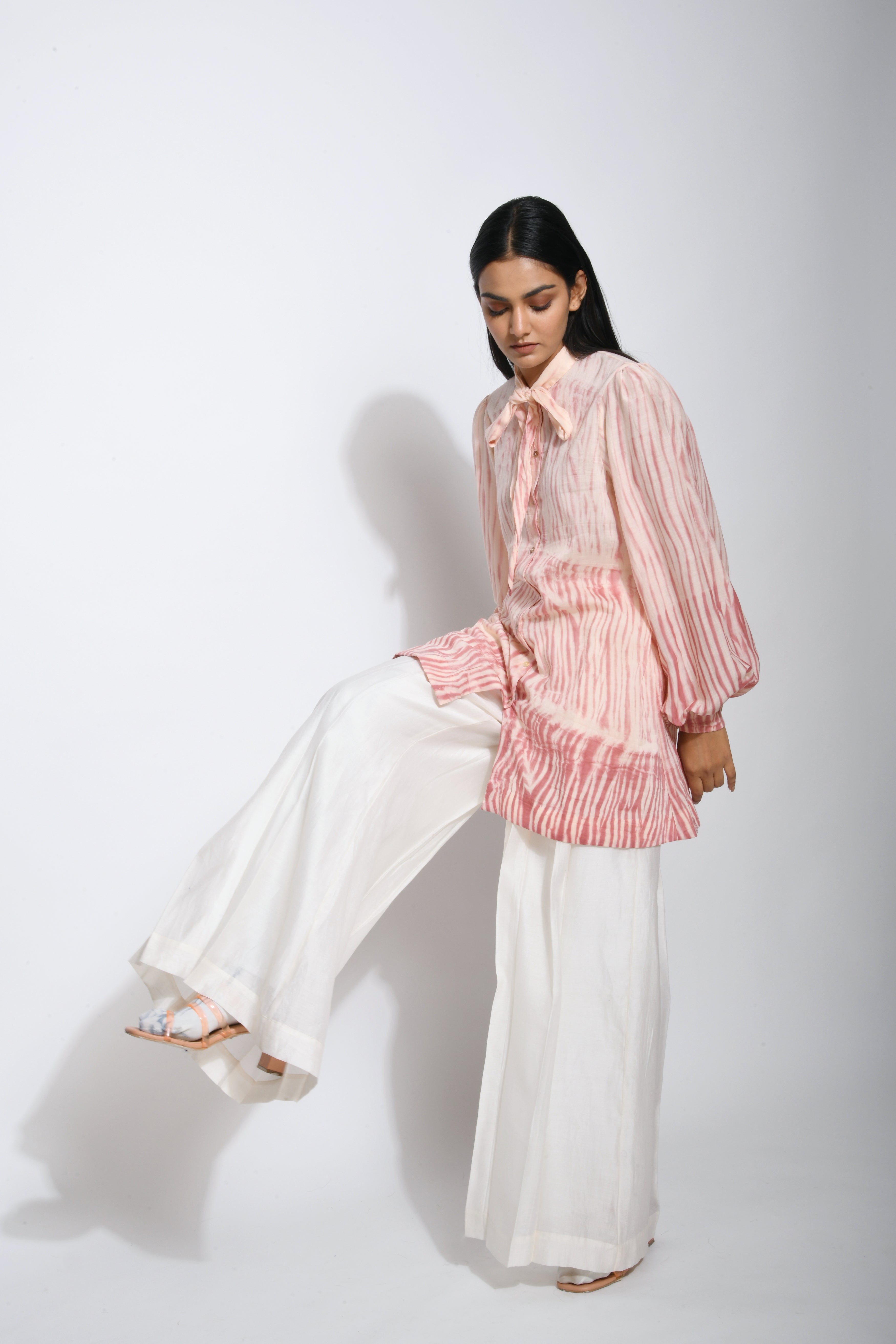 Pink Textured Top by The Loom Art with Best Selling, Between The Lines by The Loom Art, Cotton Silk, July Sale, July Sale 2023, Natural, Ombre & Dyes, Party Wear, Pink, Regular Fit, Shirts, Tops, Womenswear at Kamakhyaa for sustainable fashion
