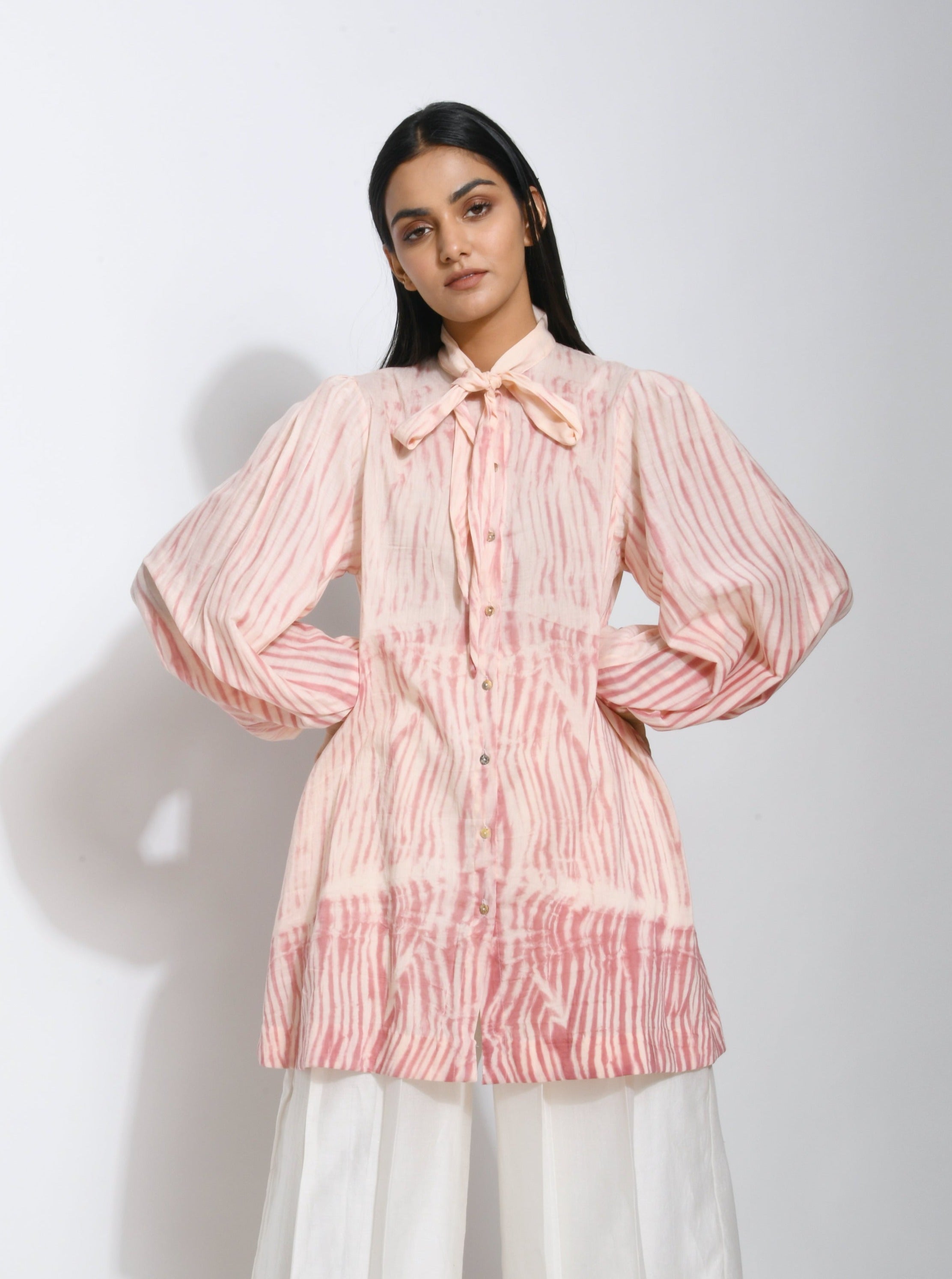 Pink Textured Top by The Loom Art with Best Selling, Between The Lines by The Loom Art, Cotton Silk, July Sale, July Sale 2023, Natural, Ombre & Dyes, Party Wear, Pink, Regular Fit, Shirts, Tops, Womenswear at Kamakhyaa for sustainable fashion
