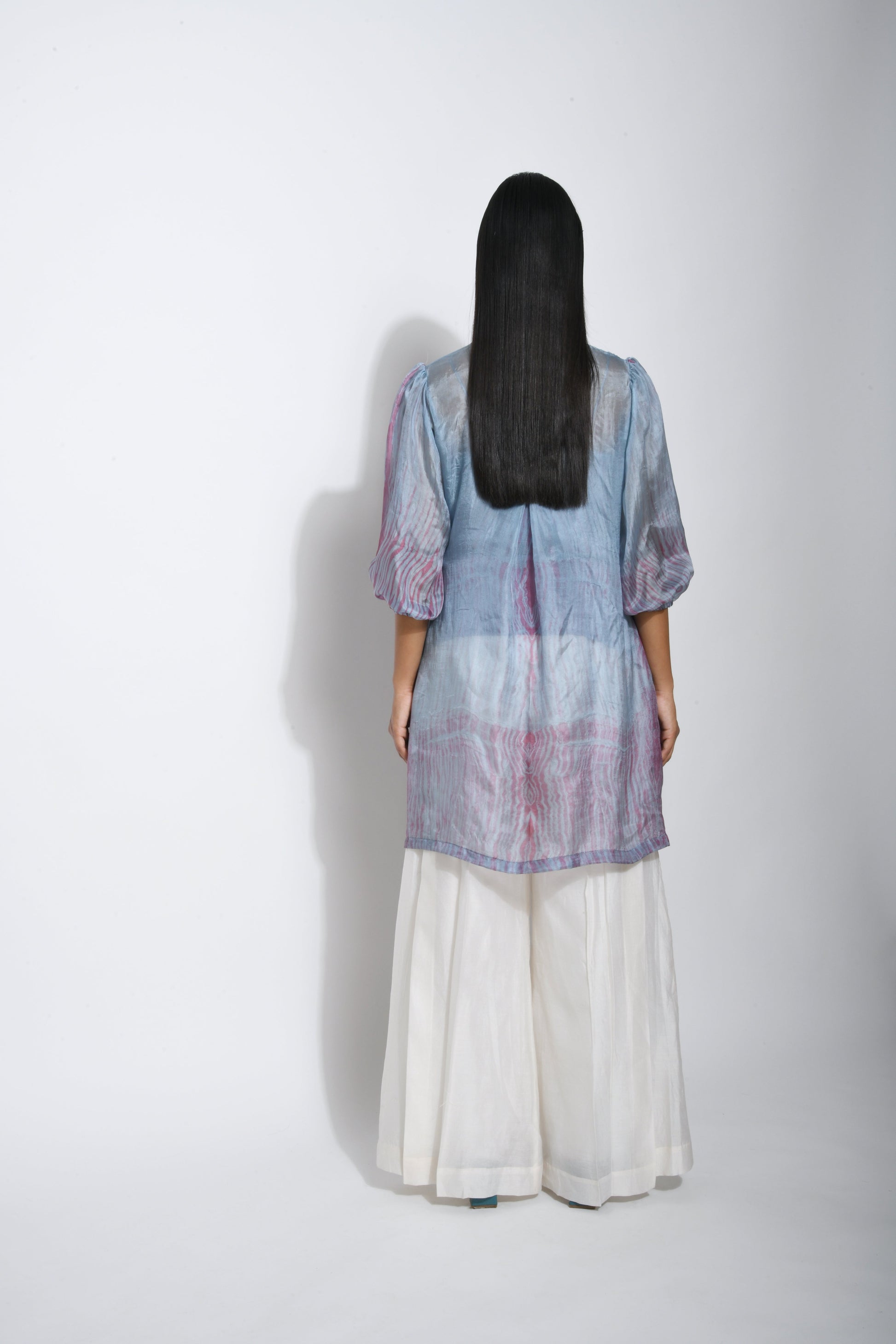 Blue Textured Shirt by The Loom Art with Between The Lines by The Loom Art, Blue, Handwoven silk, July Sale, July Sale 2023, Natural, Ombre & Dyes, Party Wear, Regular Fit, Shirts, Solids, Tops, Womenswear at Kamakhyaa for sustainable fashion