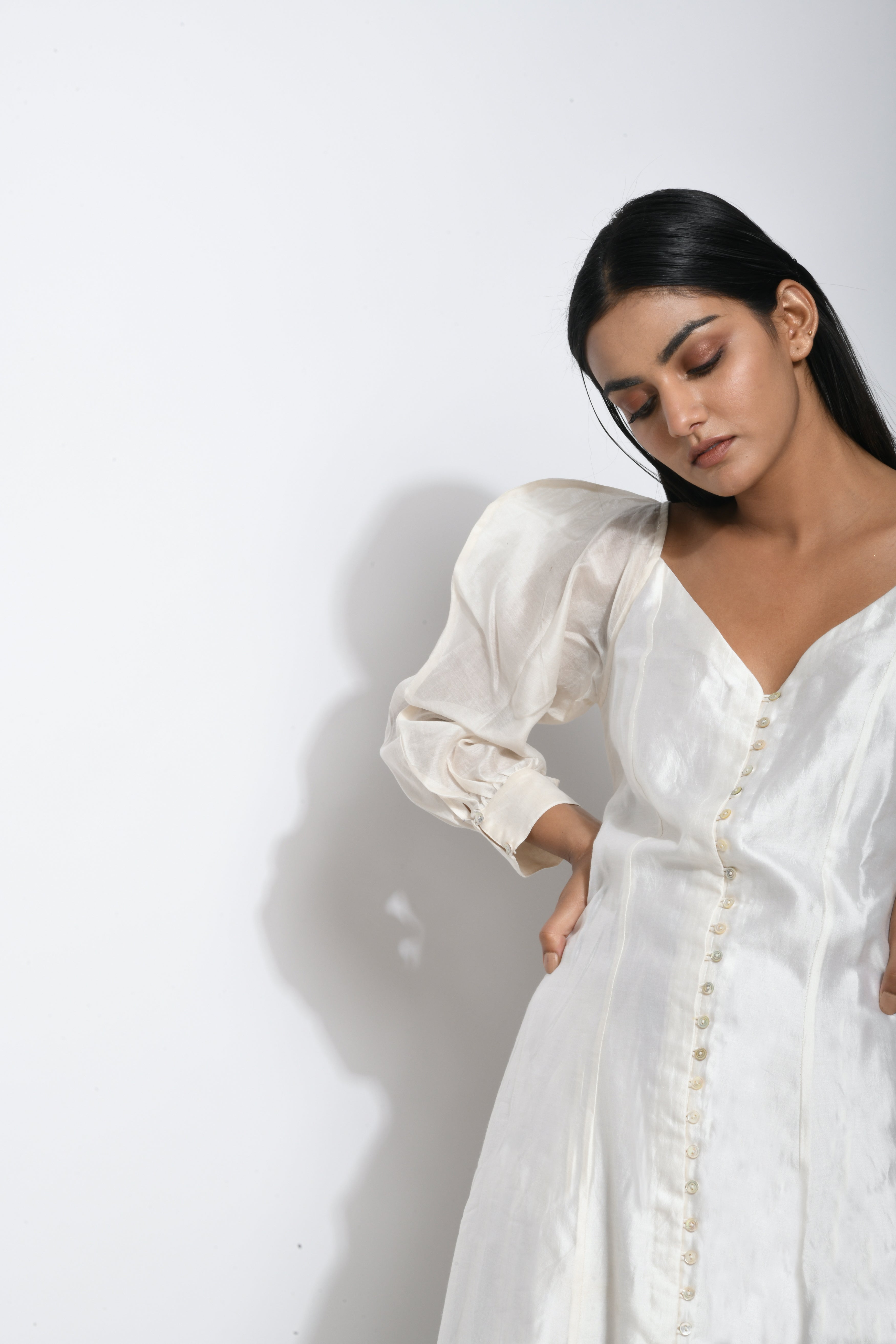 White Silk Maxi Dress by The Loom Art with Best Selling, Between The Lines by The Loom Art, FB ADS JUNE, July Sale, July Sale 2023, Maxi Dresses, Natural, Party Wear, Regular Fit, Silk Handwoven, Solids, White, Womenswear at Kamakhyaa for sustainable fashion