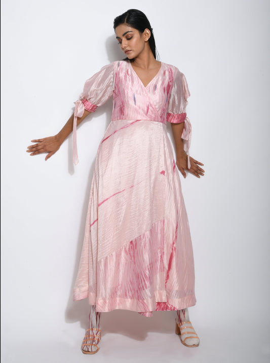 Pink Embroidered Maxi Dress by The Loom Art with Between The Lines by The Loom Art, Dupian Silk, July Sale, July Sale 2023, Maxi Dresses, Natural, Party Wear, Pink, Regular Fit, Solids, Womenswear at Kamakhyaa for sustainable fashion