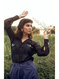 Black Embroidered Shirt by The Loom Art with Black, Embroidered, July Sale, July Sale 2023, Natural, Organic, Party Wear, Permanent Vacation by The Loom Art, Regular Fit, Shirts, Solids, Tops, Womenswear at Kamakhyaa for sustainable fashion