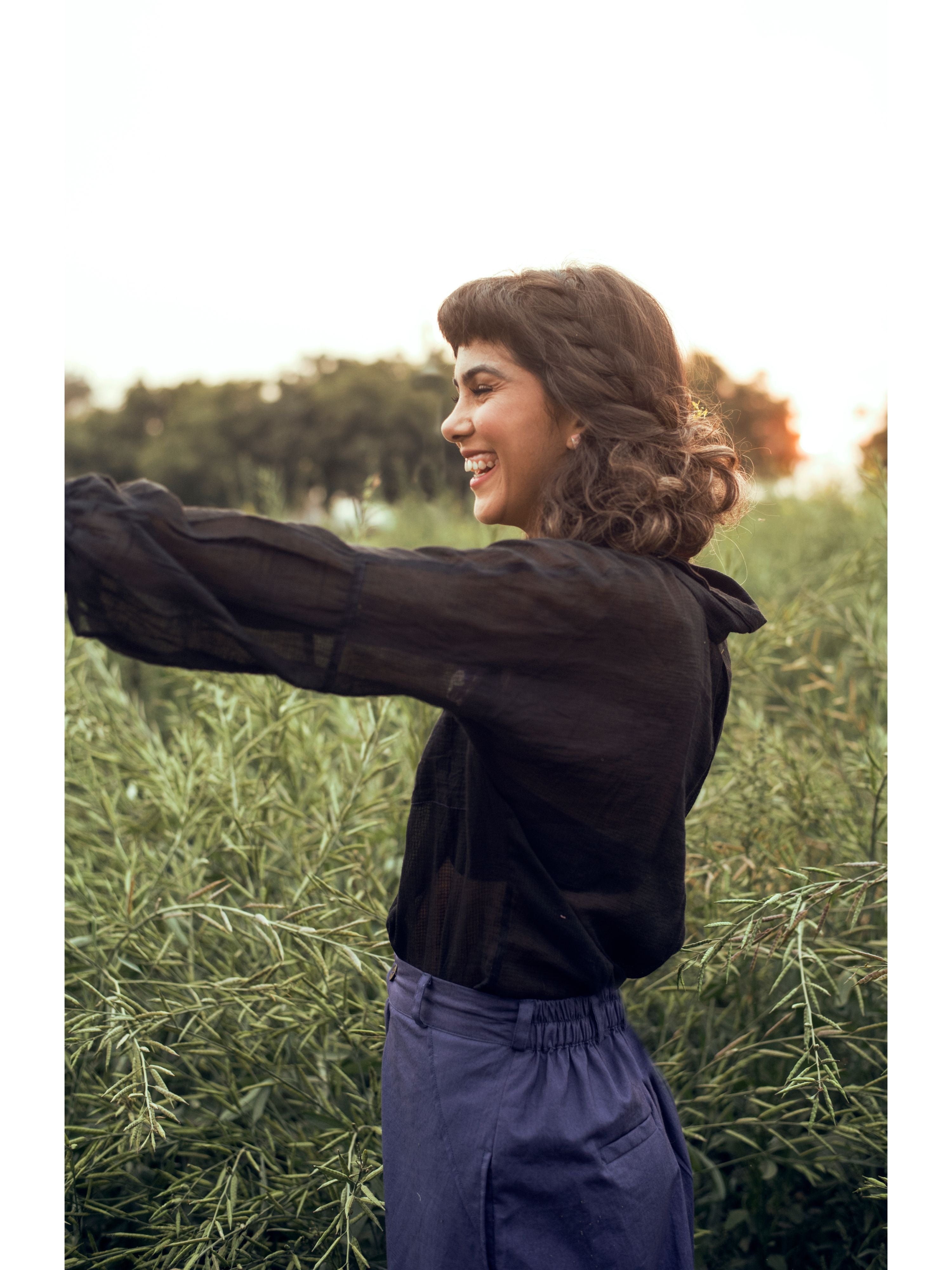 Black Embroidered Shirt by The Loom Art with Black, Embroidered, July Sale, July Sale 2023, Natural, Organic, Party Wear, Permanent Vacation by The Loom Art, Regular Fit, Shirts, Solids, Tops, Womenswear at Kamakhyaa for sustainable fashion